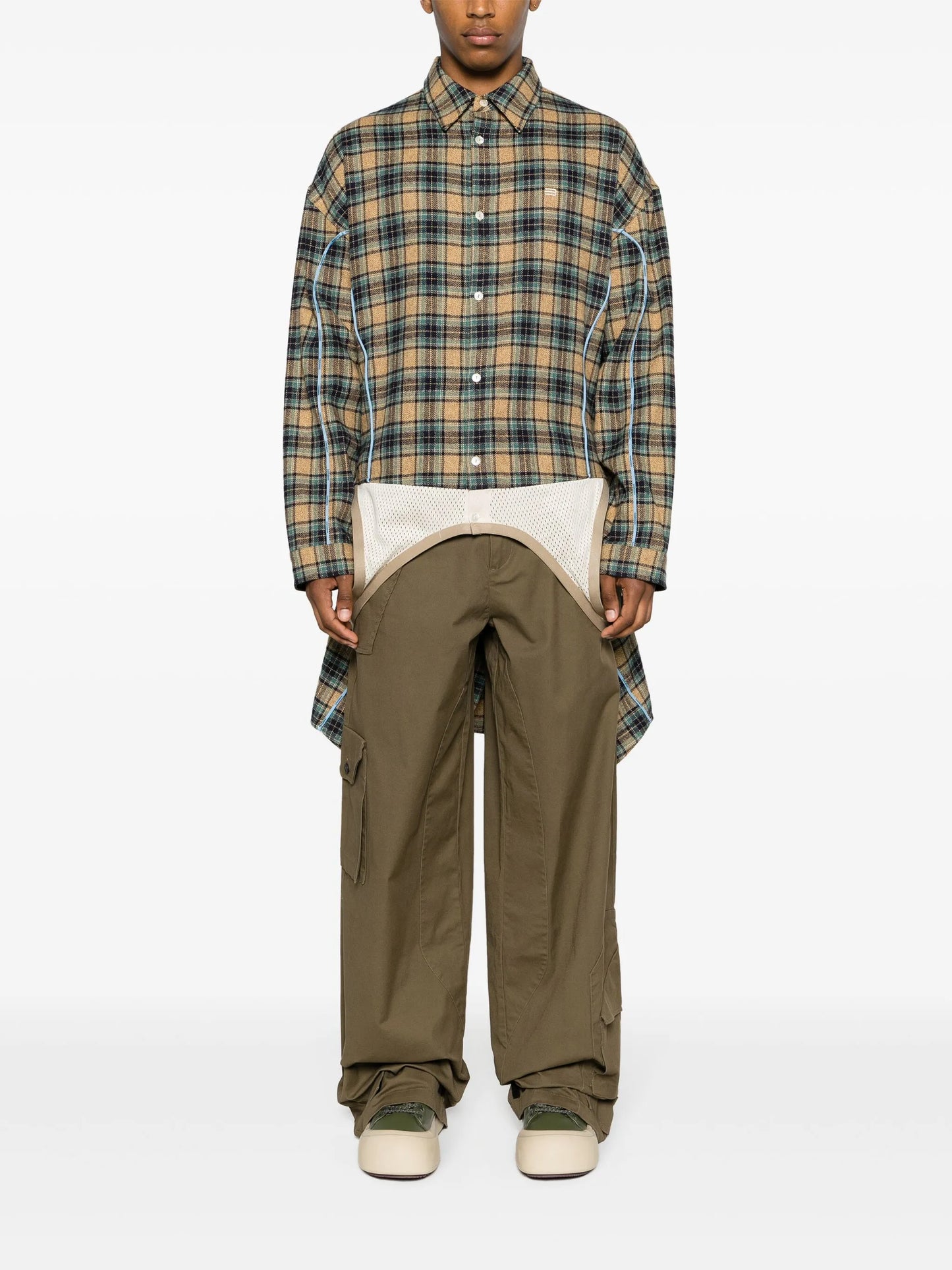 Charlotte panelled plaid shirt