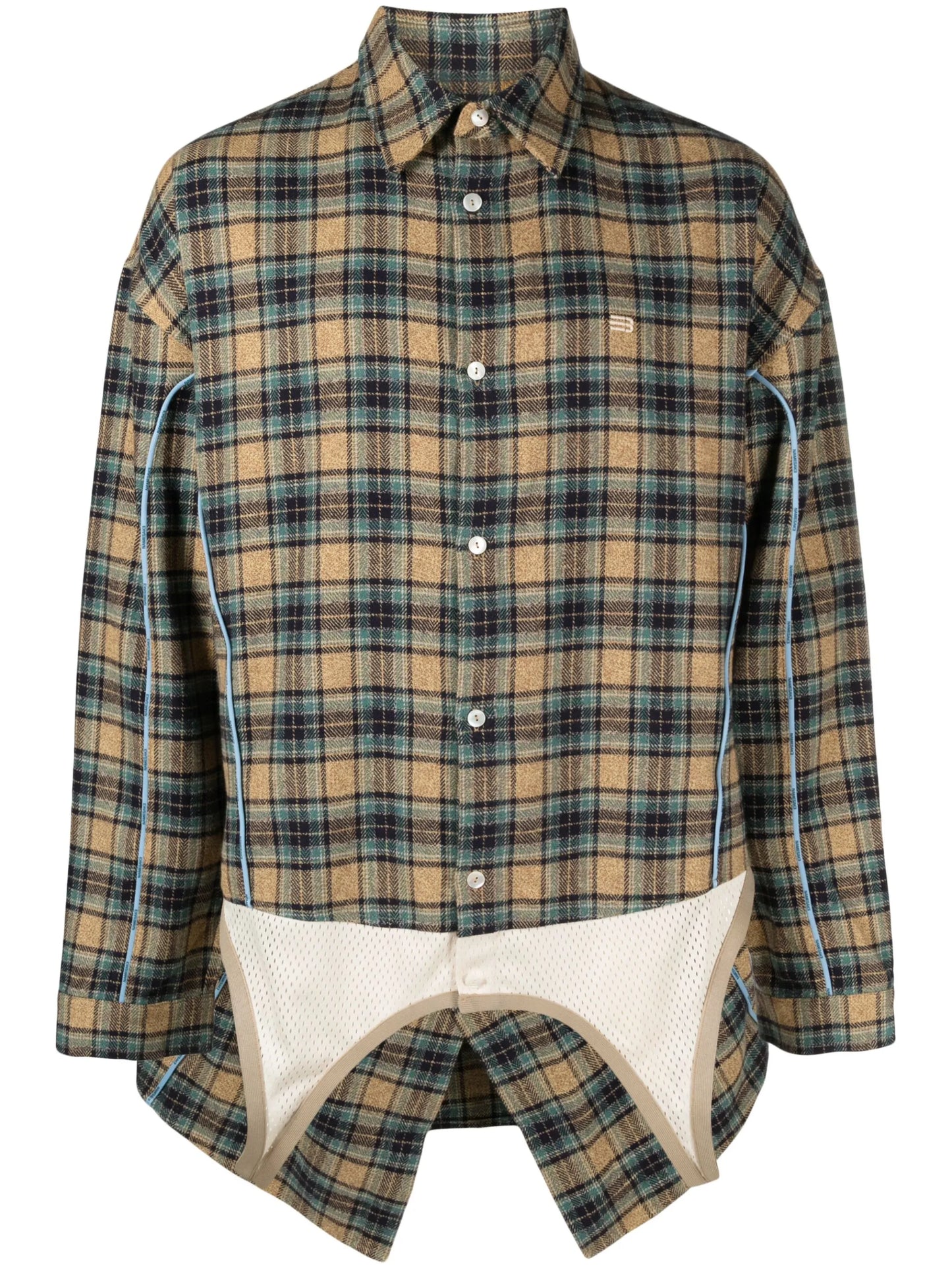 Charlotte panelled plaid shirt