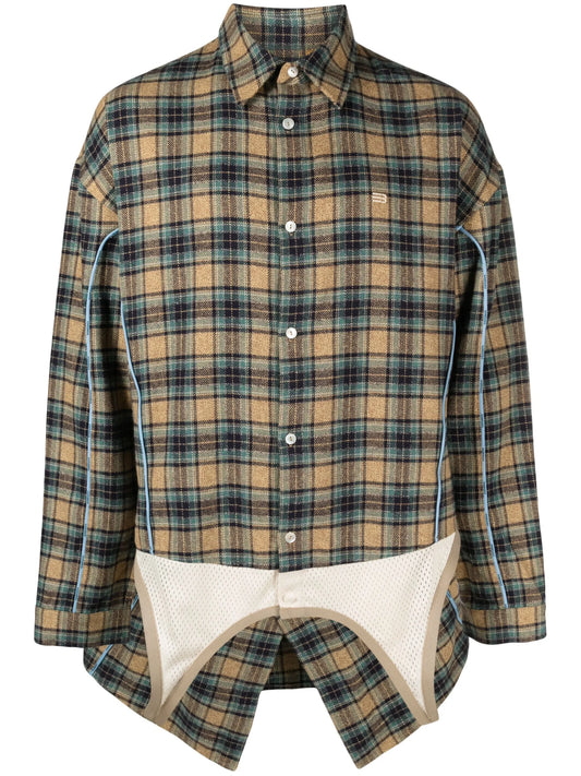 Charlotte panelled plaid shirt