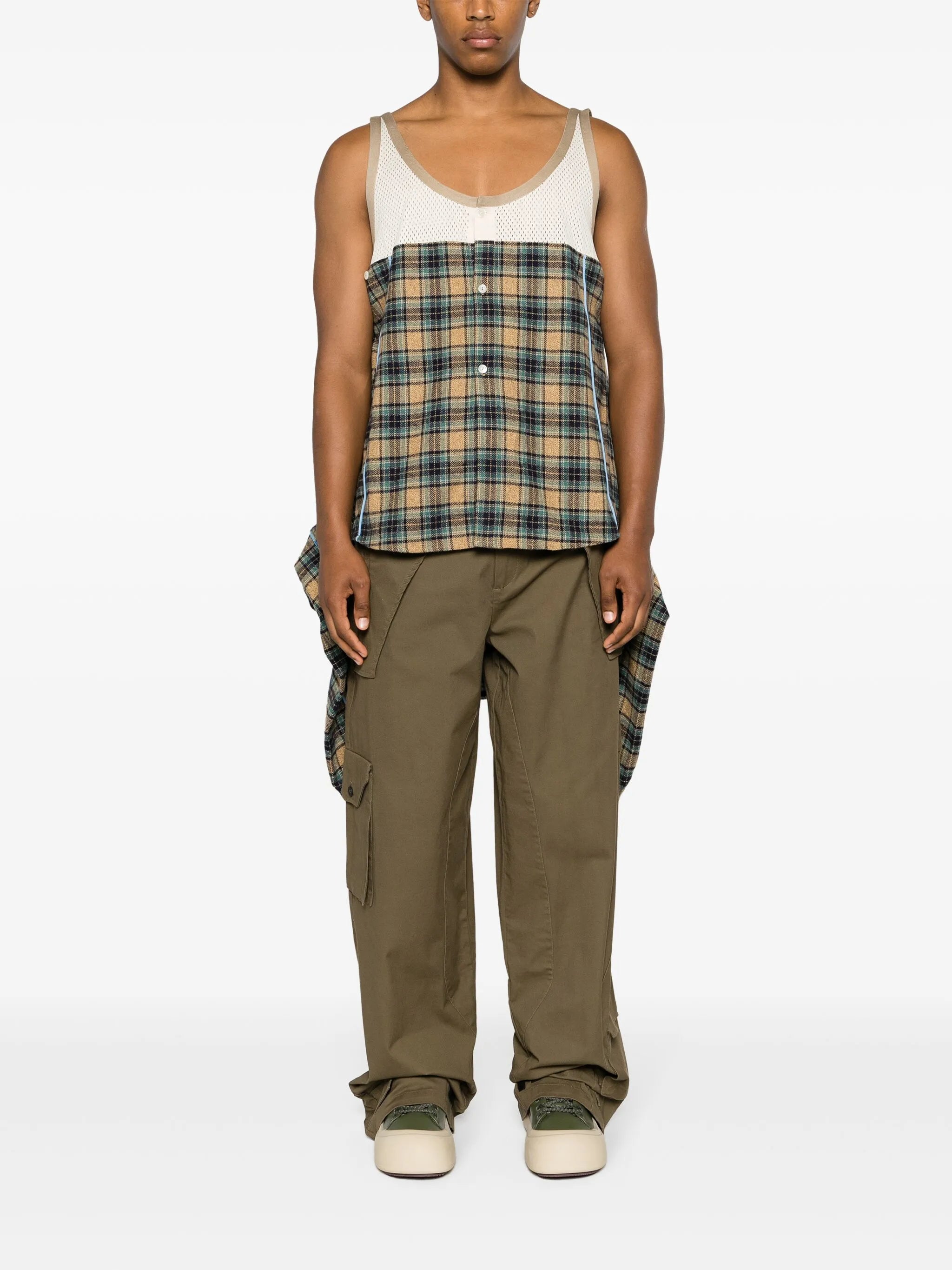 Charlotte panelled plaid shirt