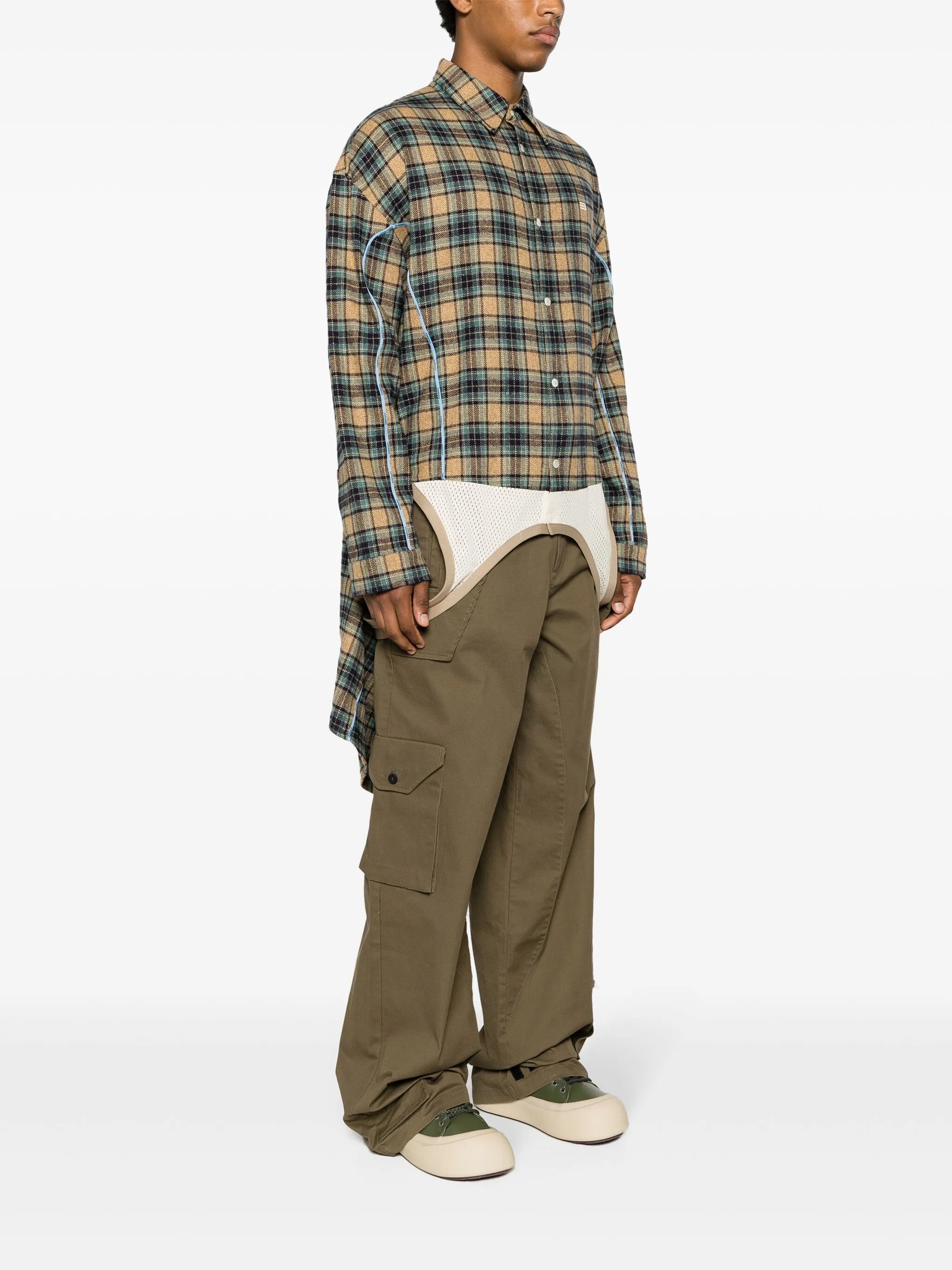 Charlotte panelled plaid shirt