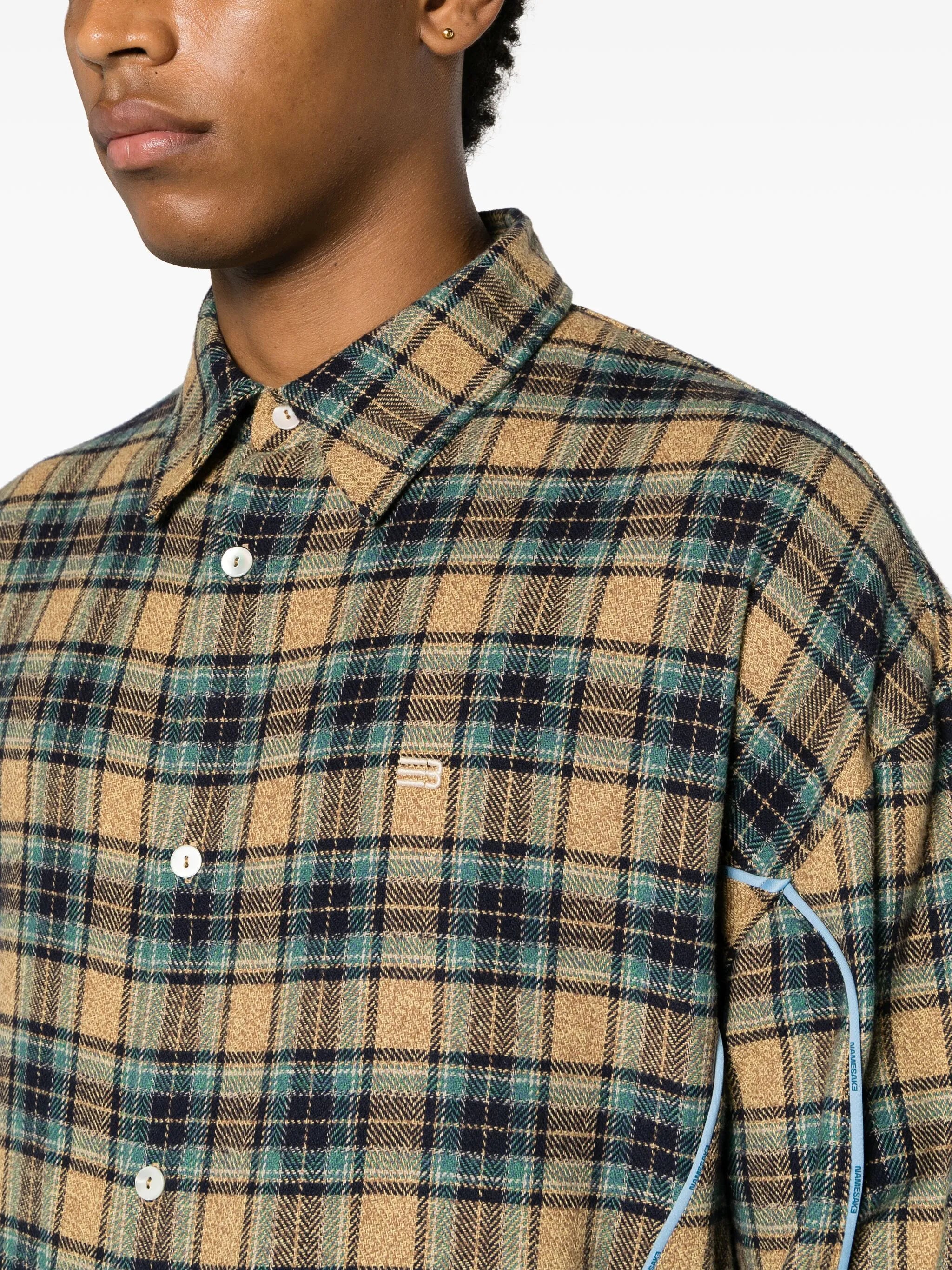 Charlotte panelled plaid shirt
