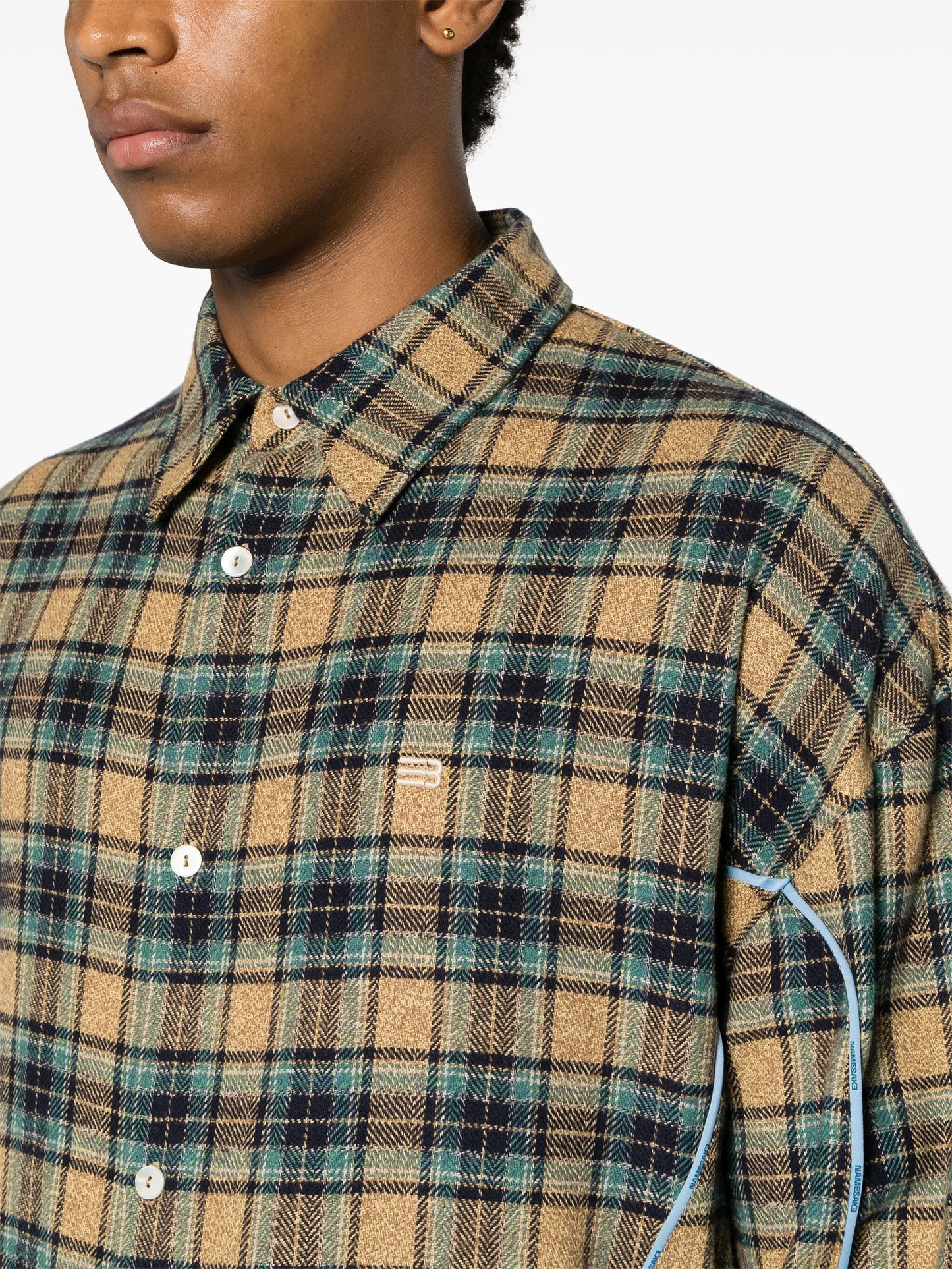 Charlotte panelled plaid shirt