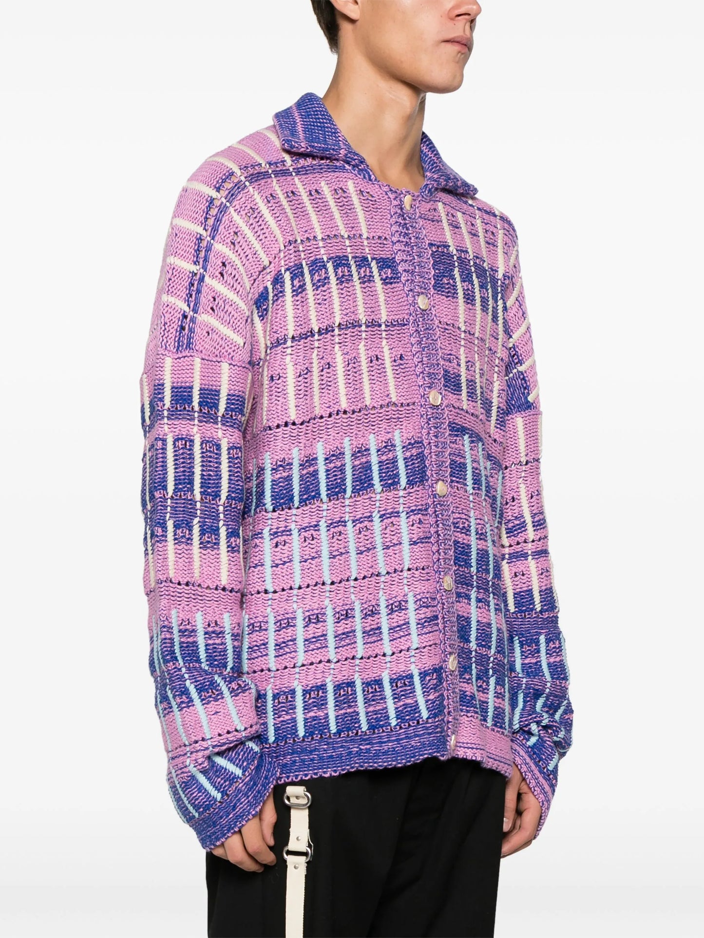 Omari stripe cotton-alpaca-wool-blend shirt