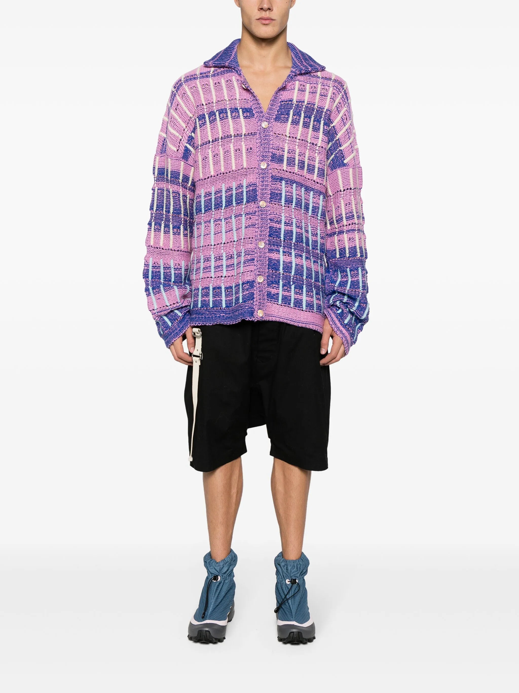 Omari stripe cotton-alpaca-wool-blend shirt