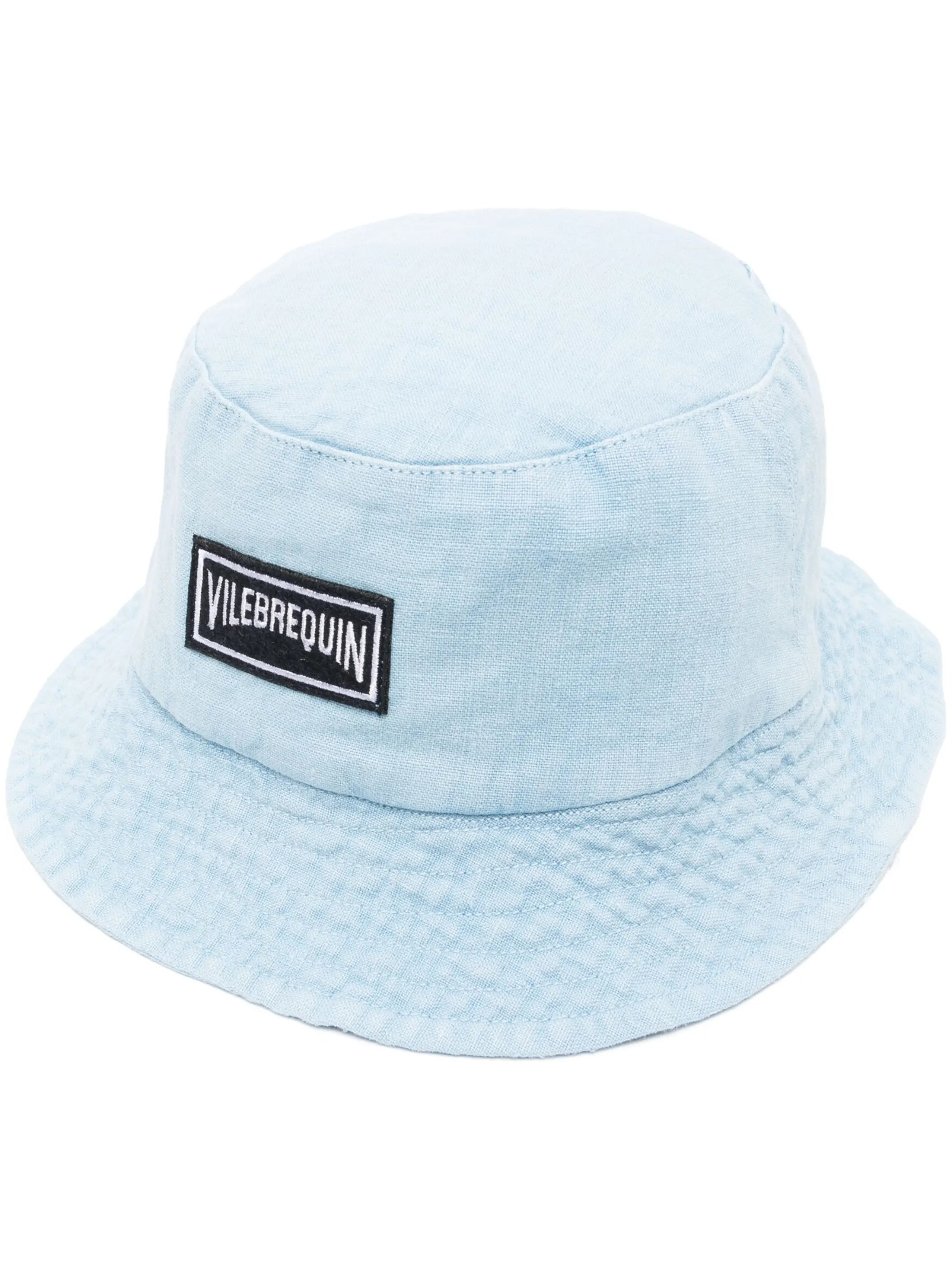 logo-patch linen bucket hat
