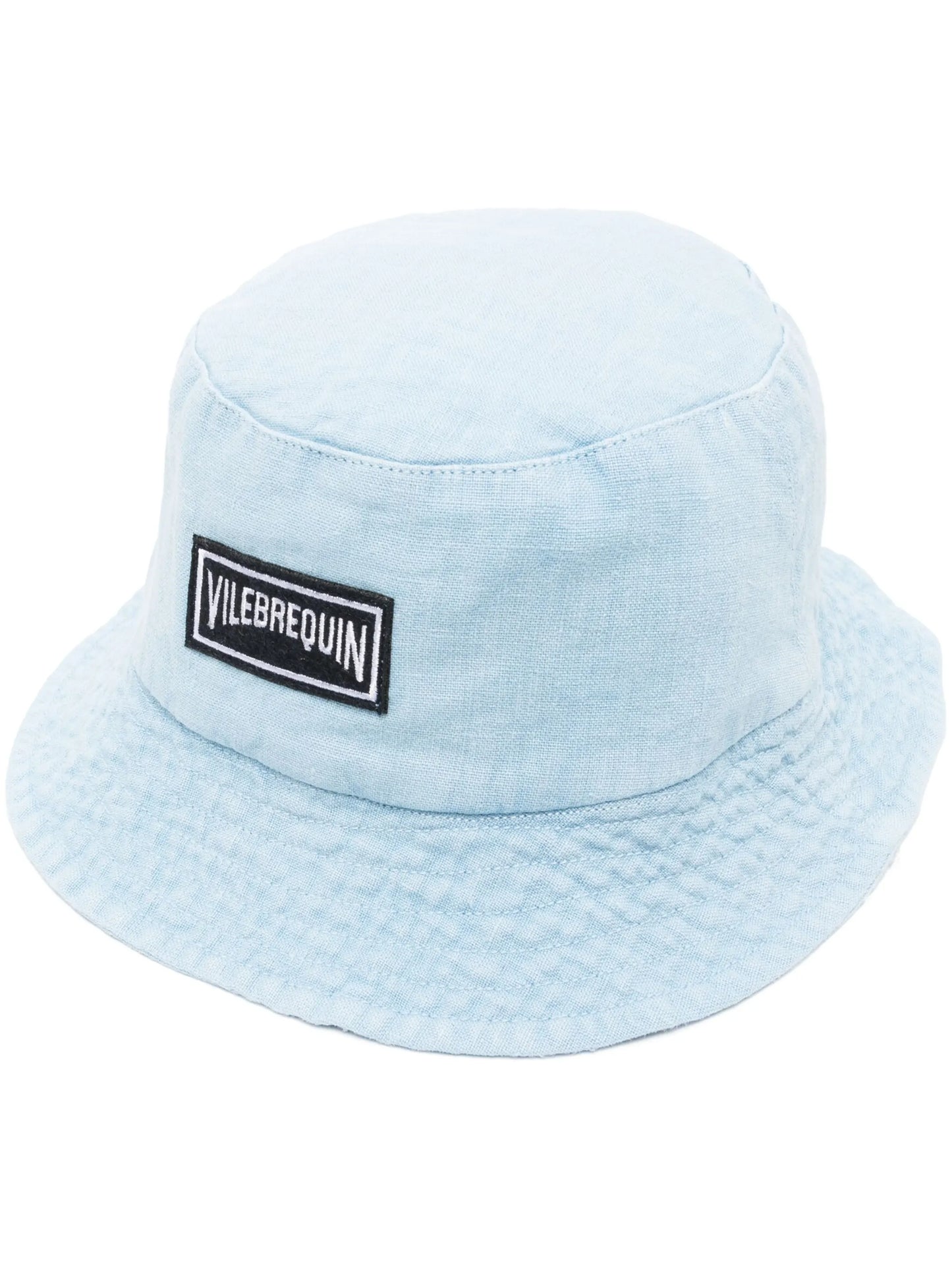 logo-patch linen bucket hat