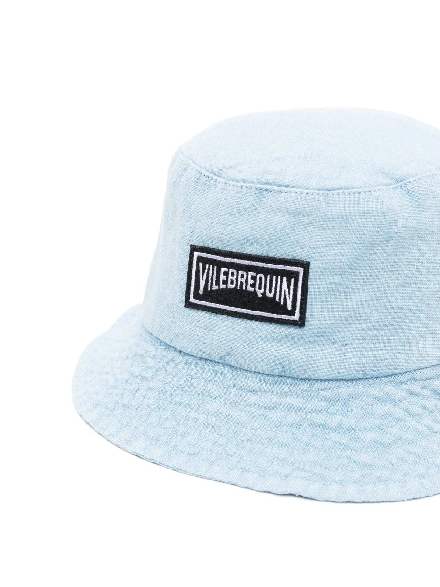 logo-patch linen bucket hat