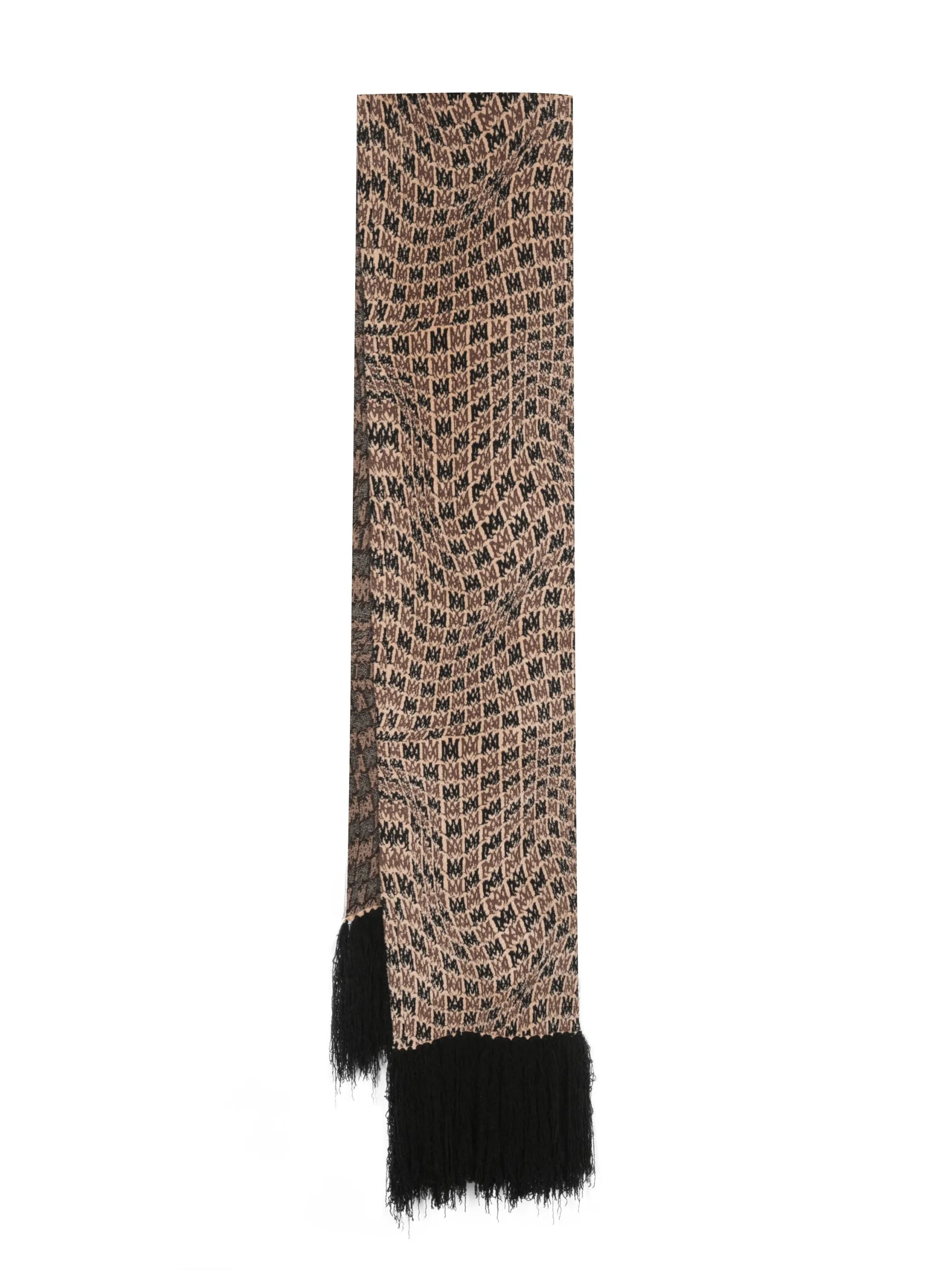 logo-intarsia frayed scarf