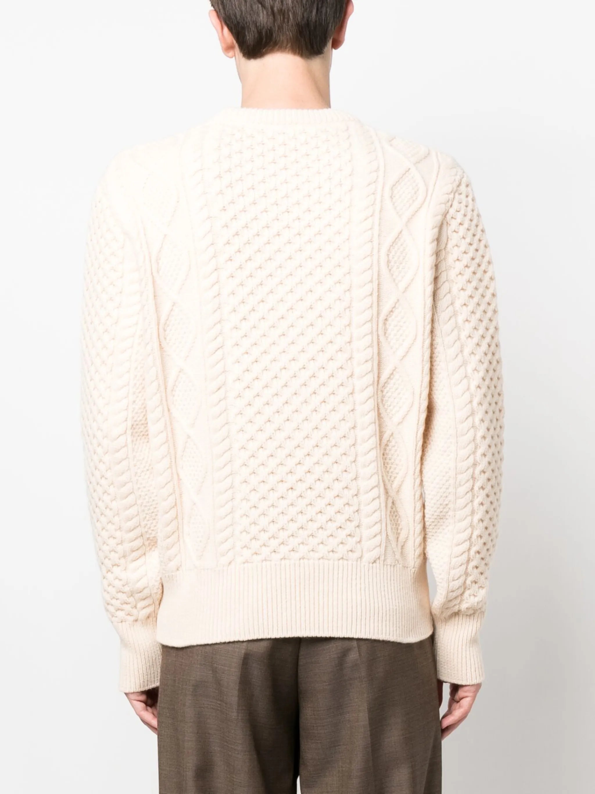 logo-intarsia chunky cable-knit jumper