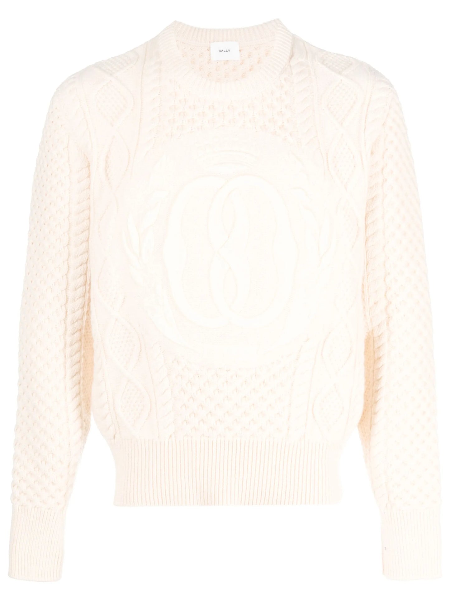 logo-intarsia chunky cable-knit jumper