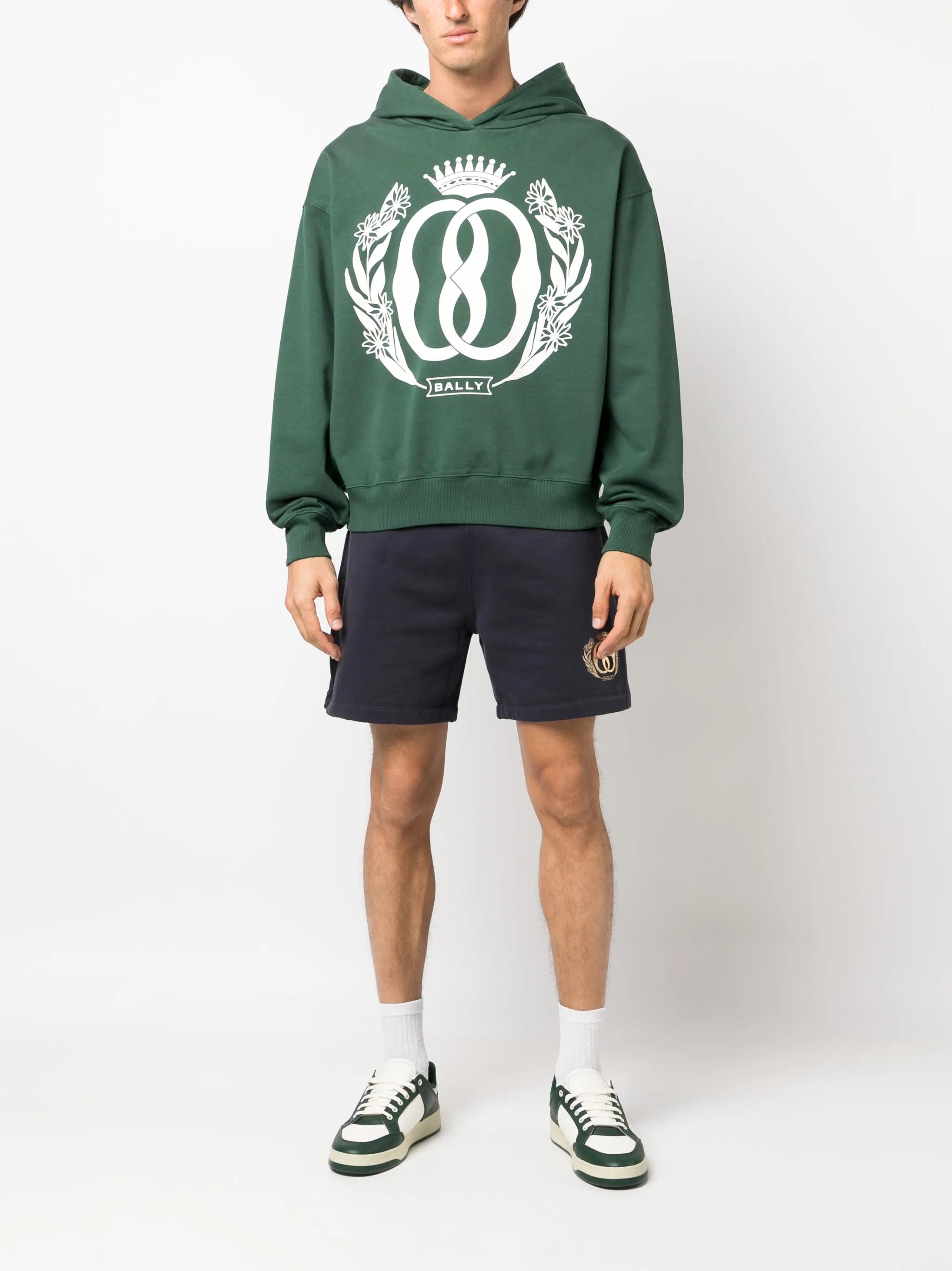 logo-print organic-cotton track shorts