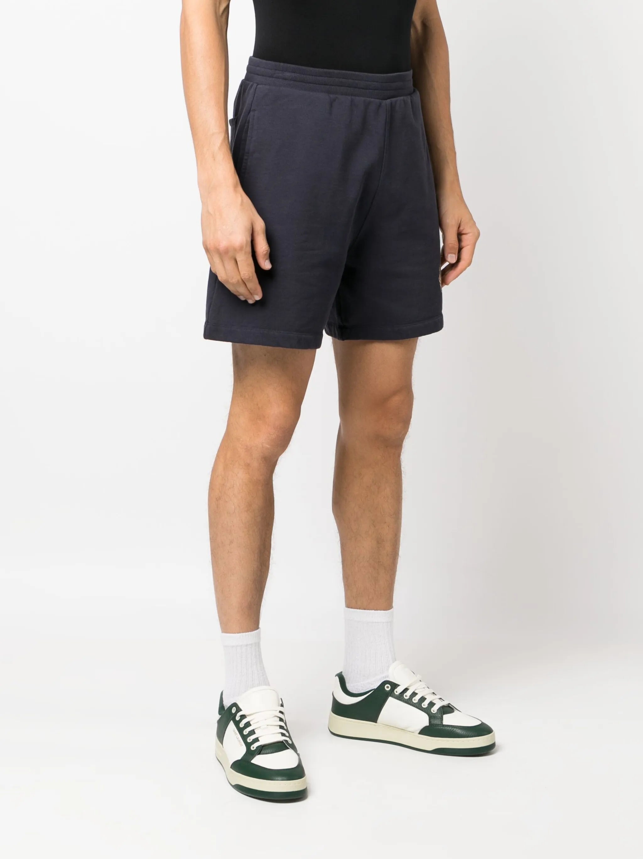 logo-print organic-cotton track shorts