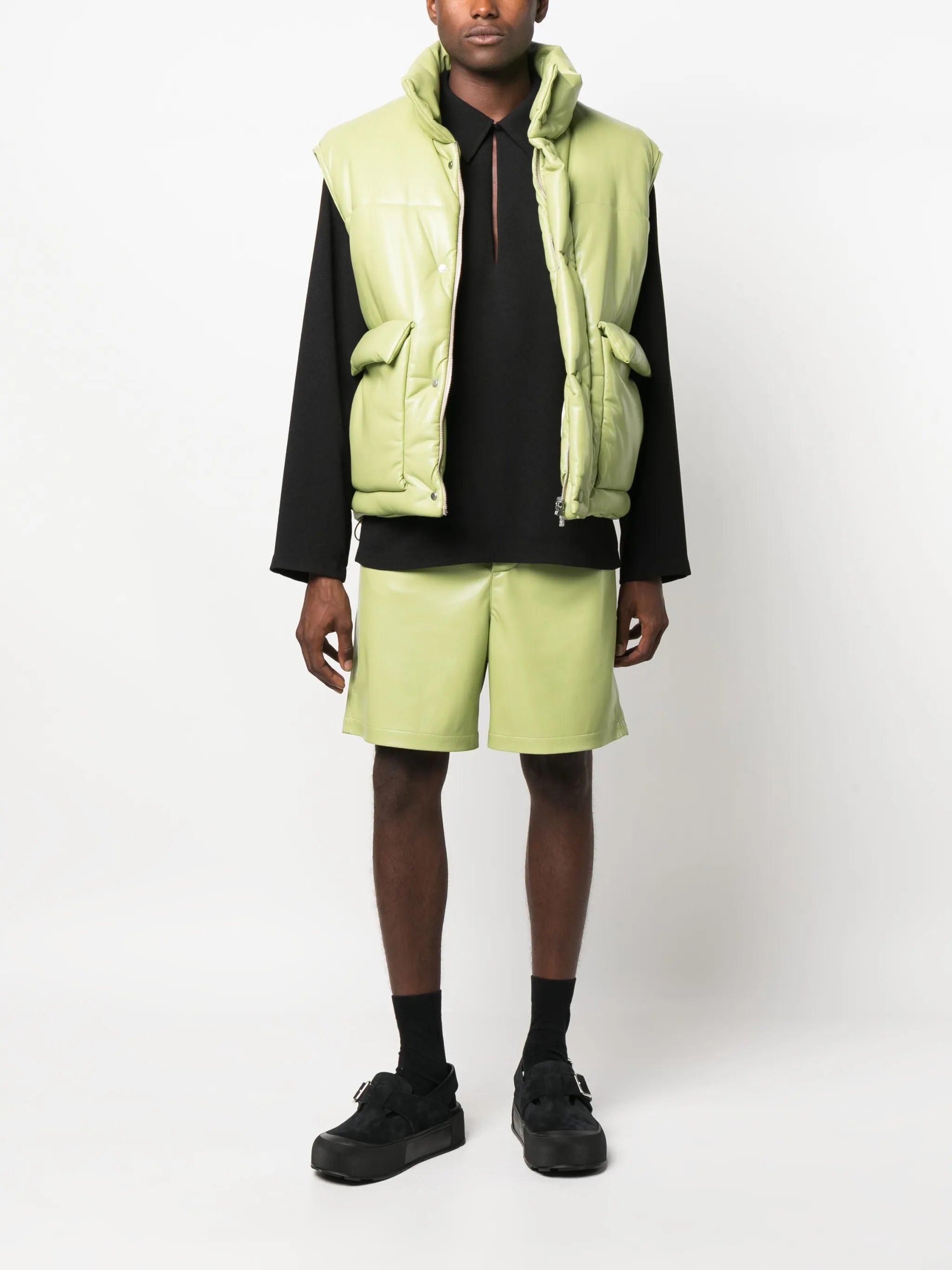 padded leather gilet