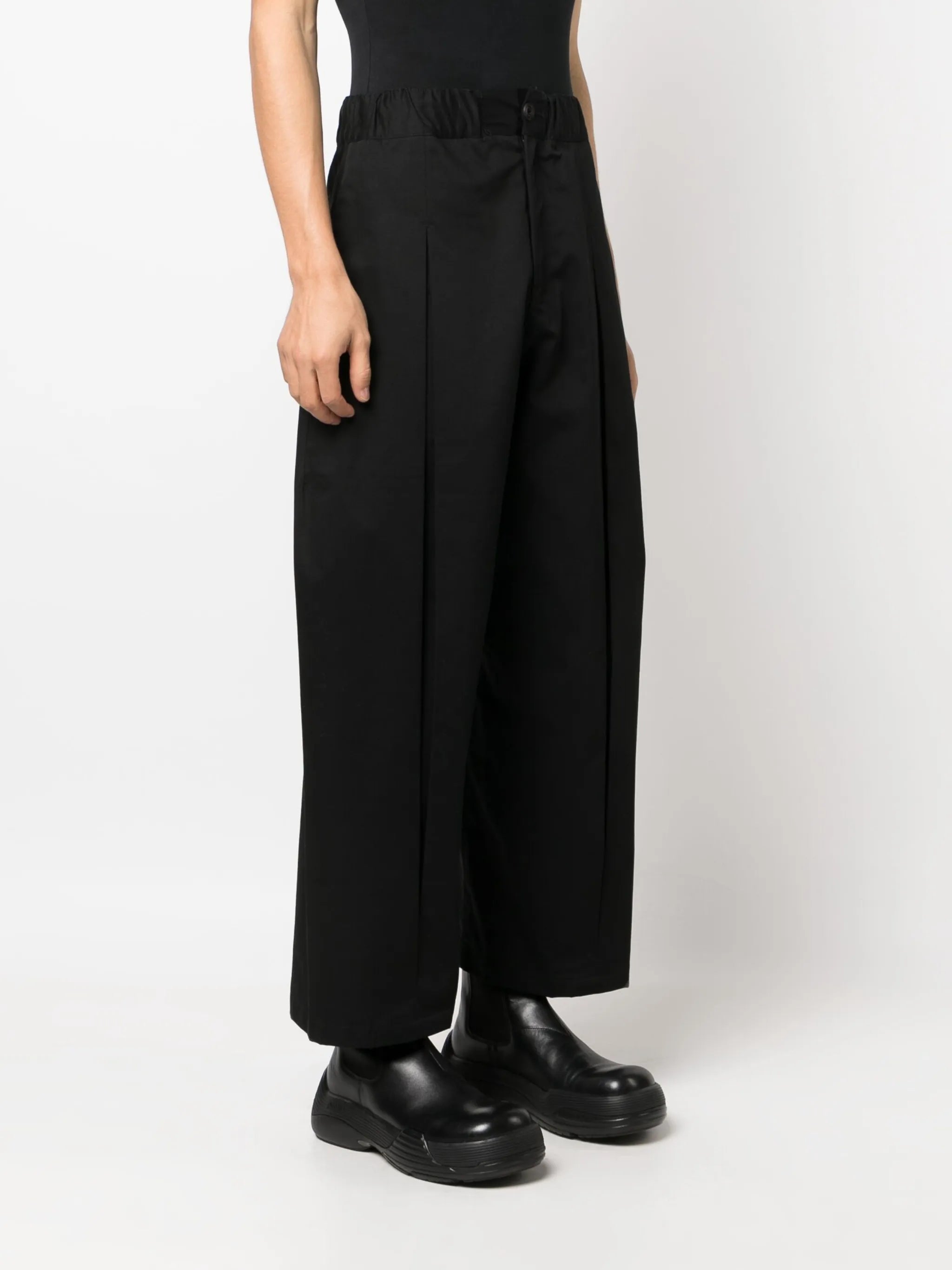 box-pleat wide-leg trousers