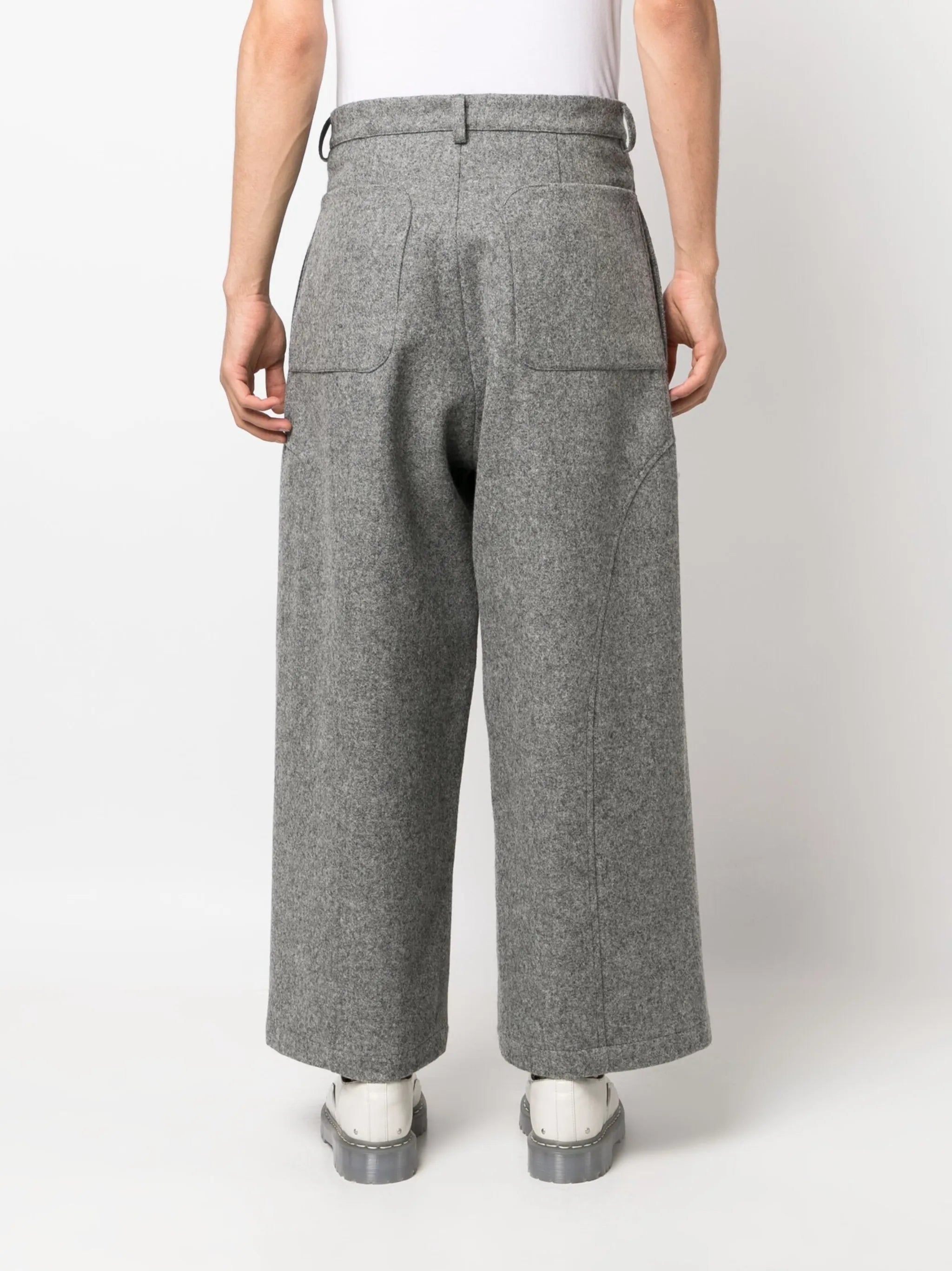 cotton-blend wide-leg trousers