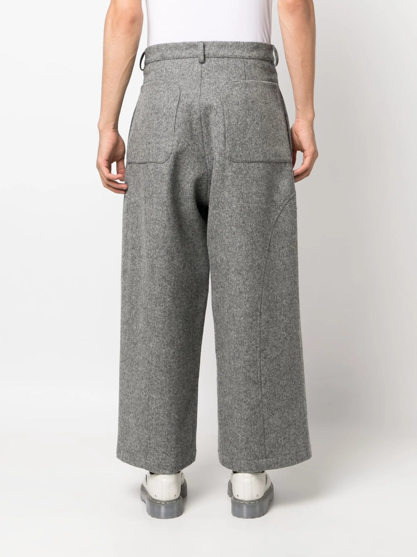 cotton-blend wide-leg trousers