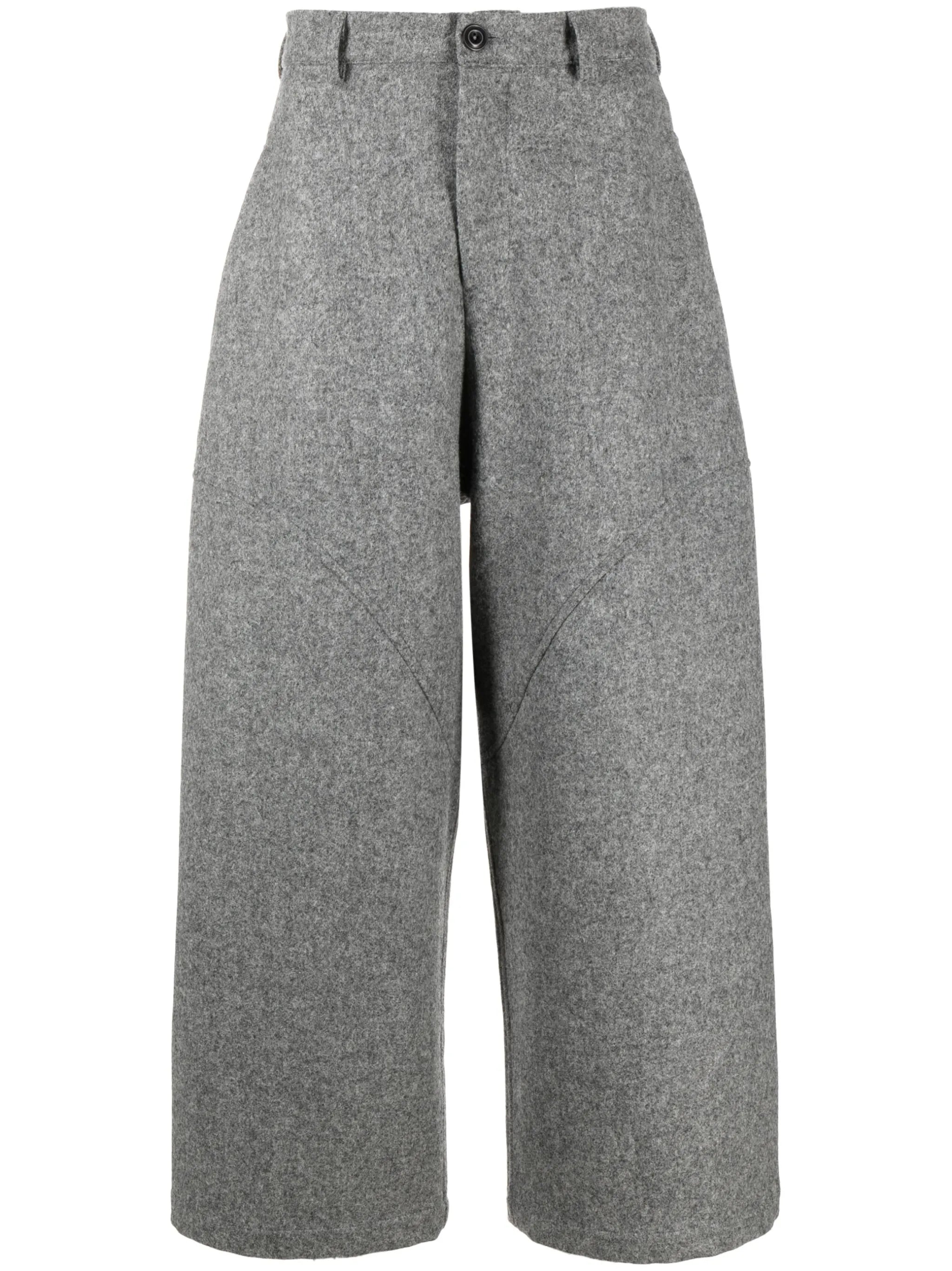 cotton-blend wide-leg trousers