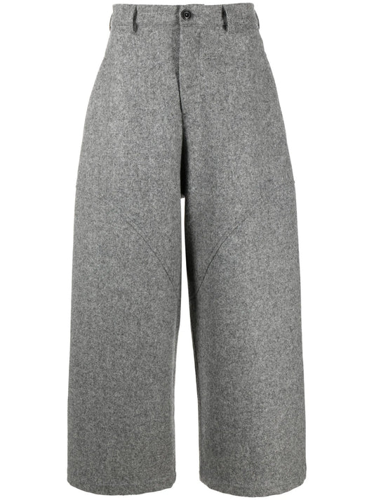 cotton-blend wide-leg trousers