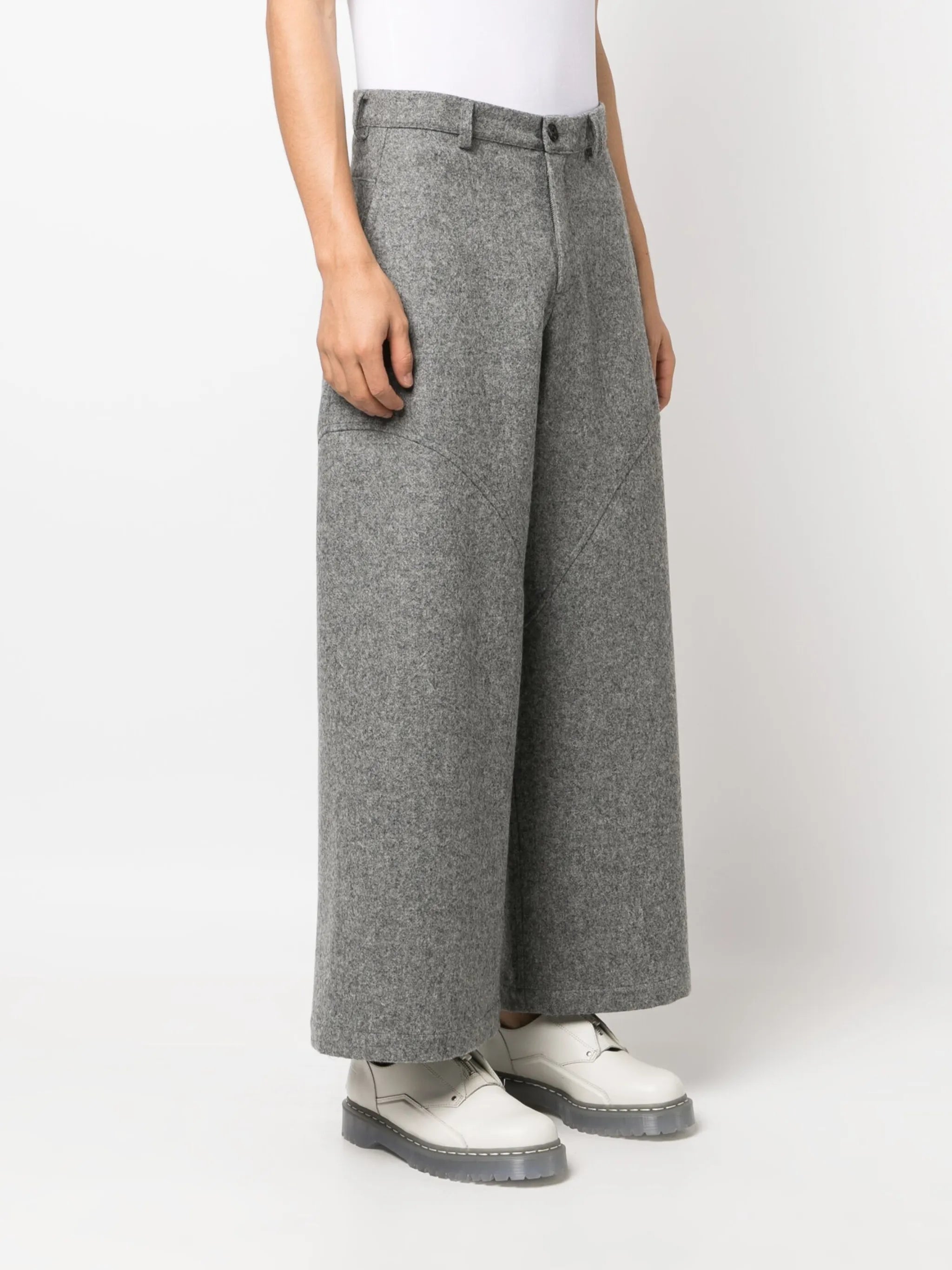 cotton-blend wide-leg trousers