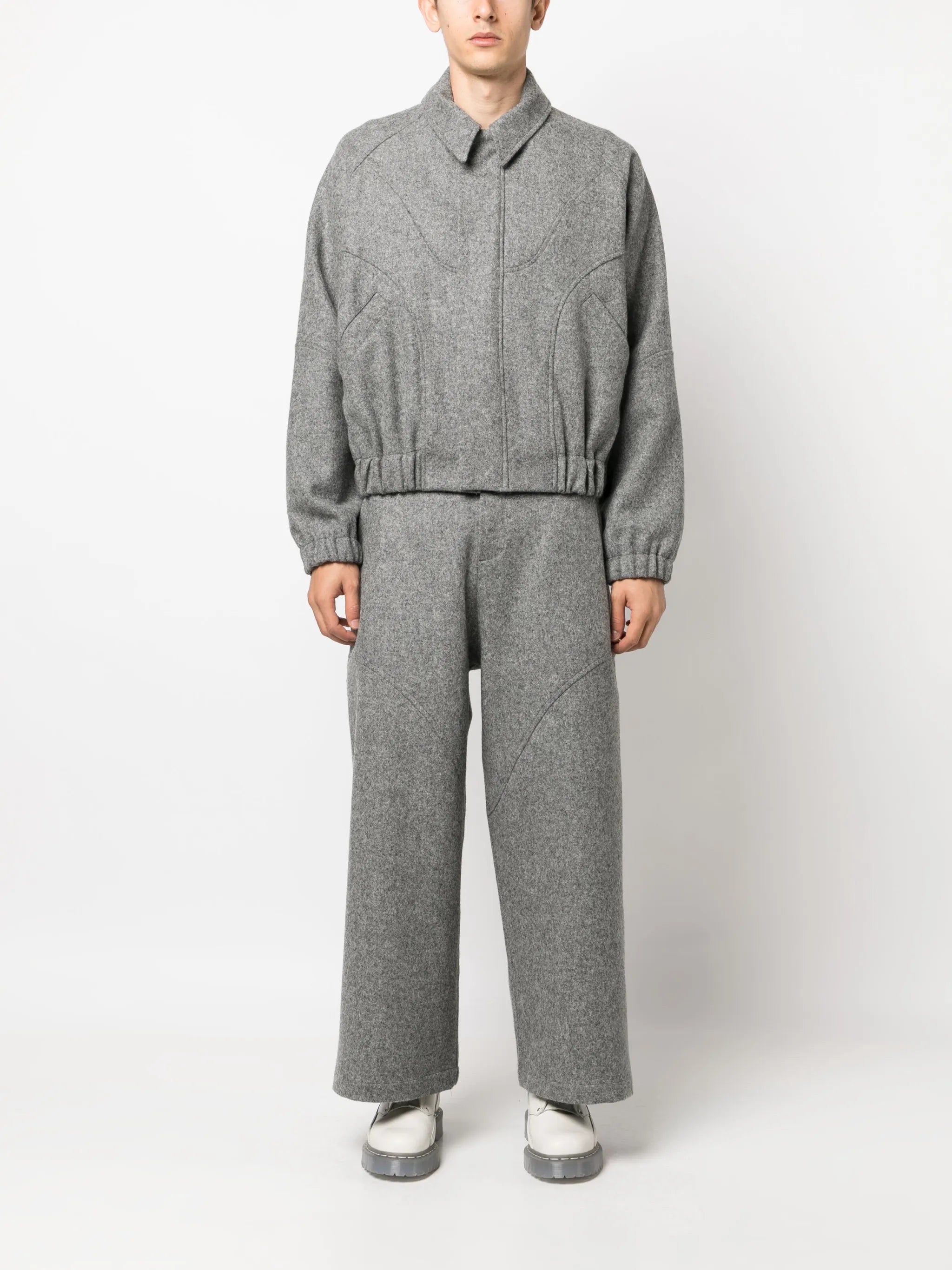 cotton-blend wide-leg trousers