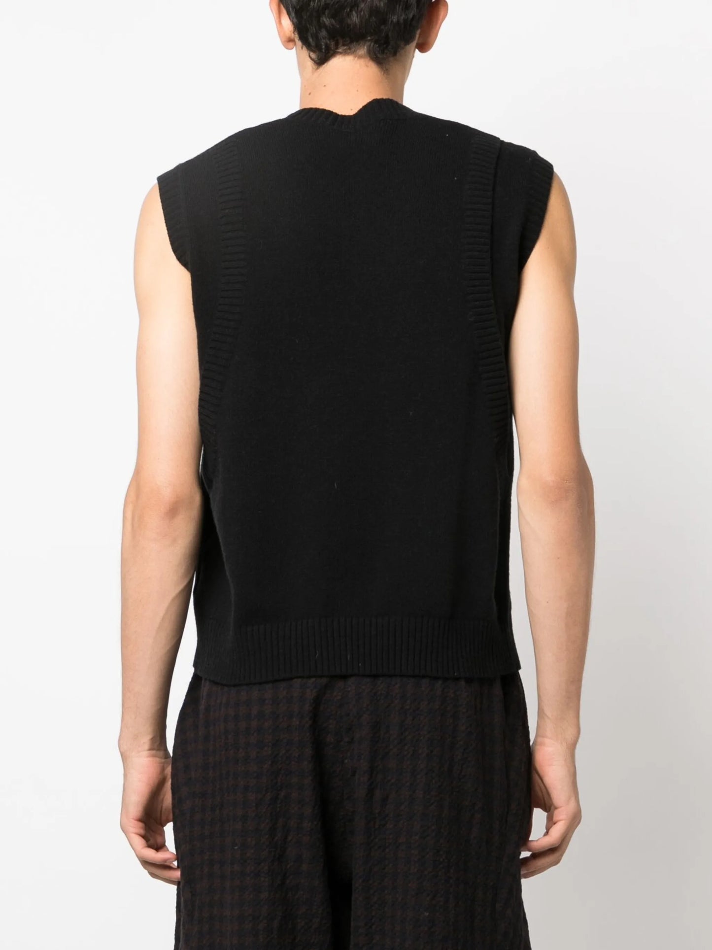 patch-pocket wool-knit vest