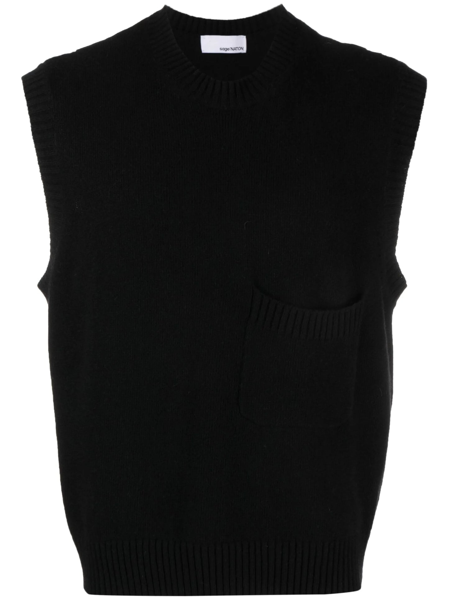 patch-pocket wool-knit vest