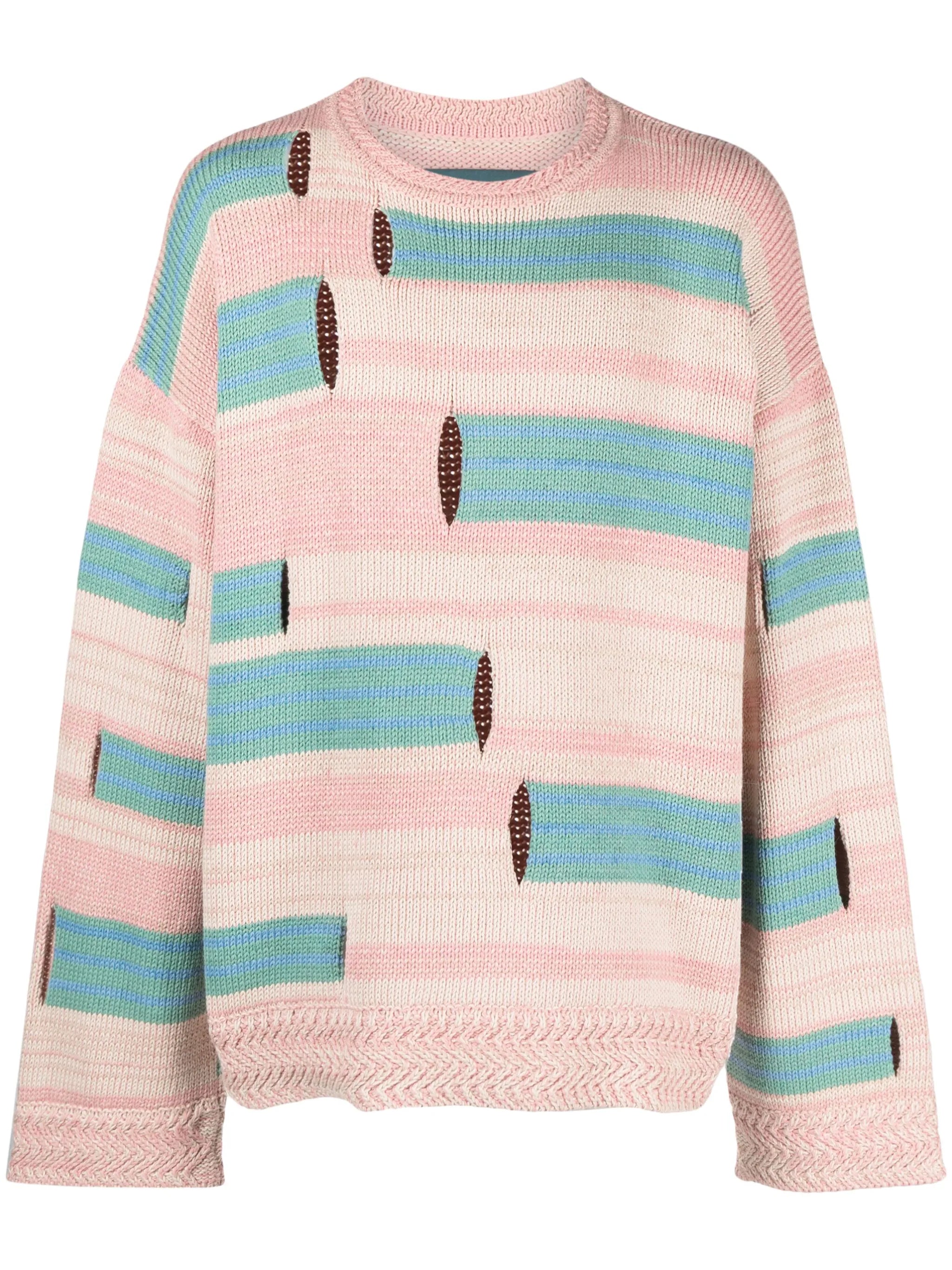Roots stripe cut-out jumper