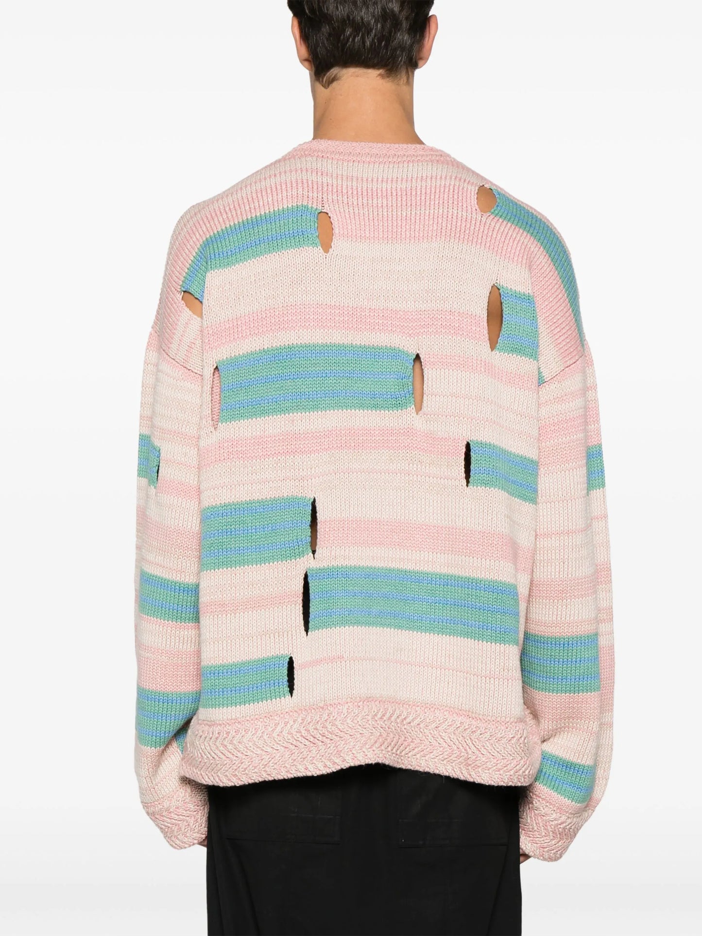 Roots stripe cut-out jumper