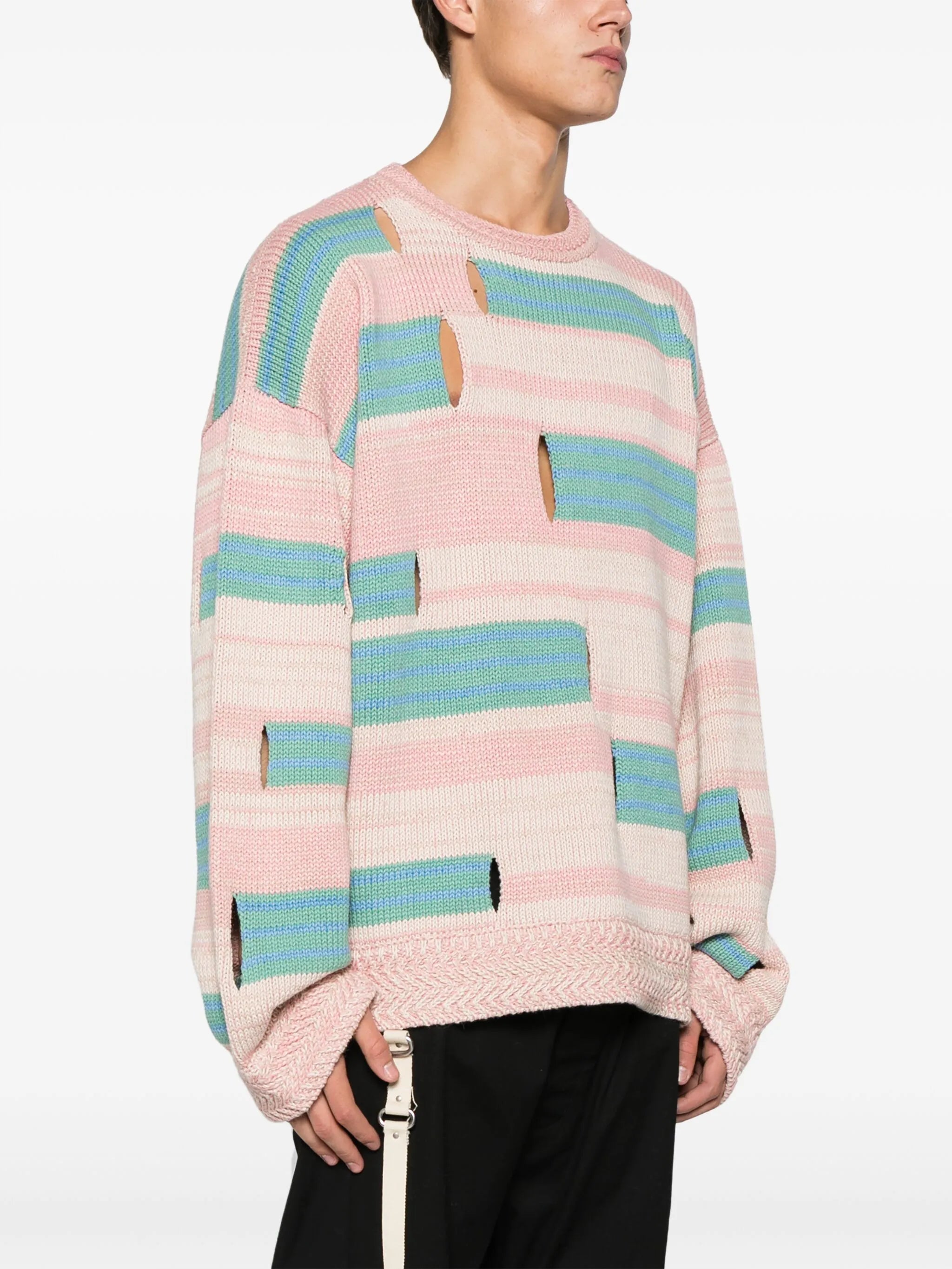 Roots stripe cut-out jumper