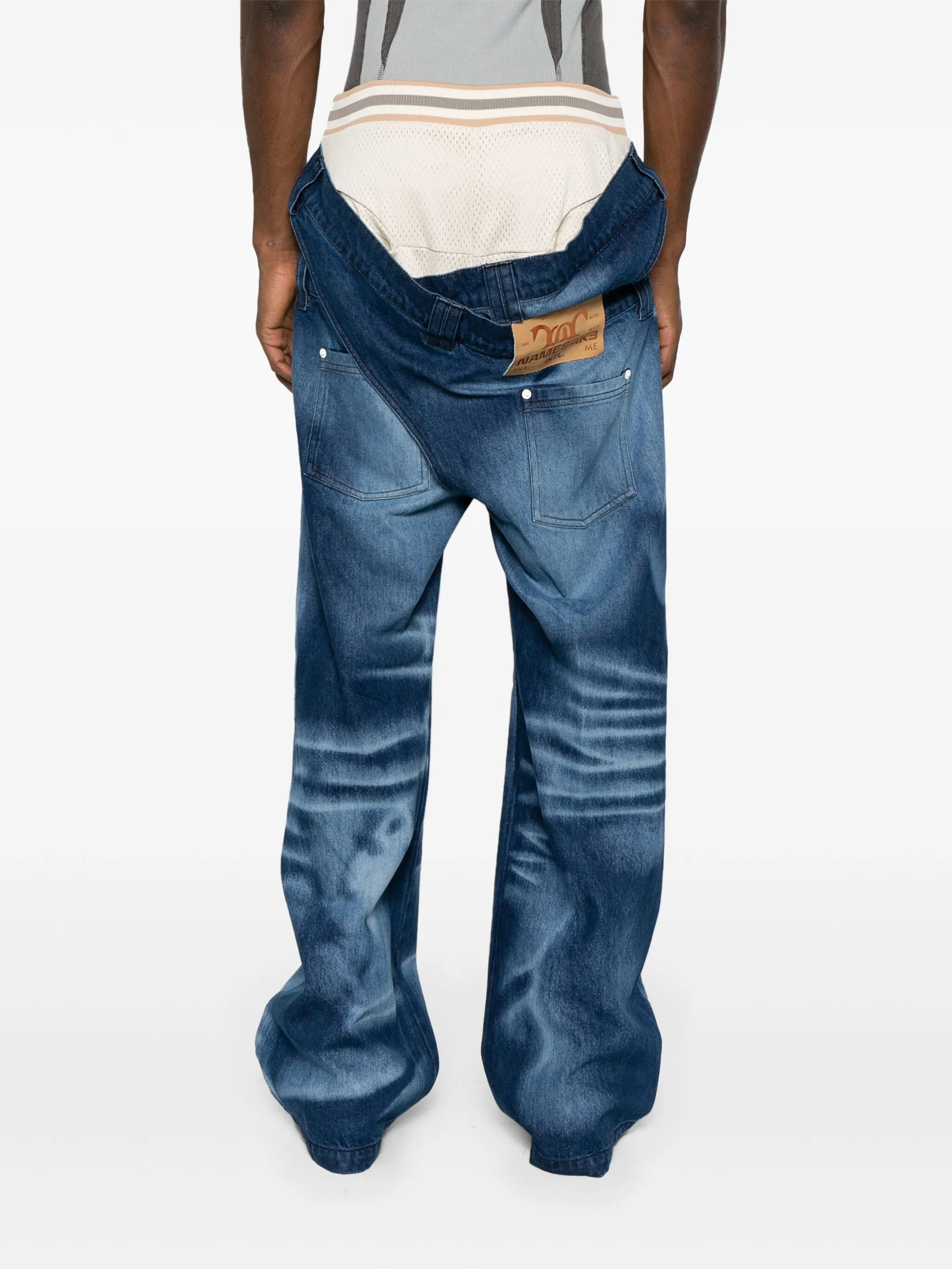 Del Corss acid-wash straight-leg jeans