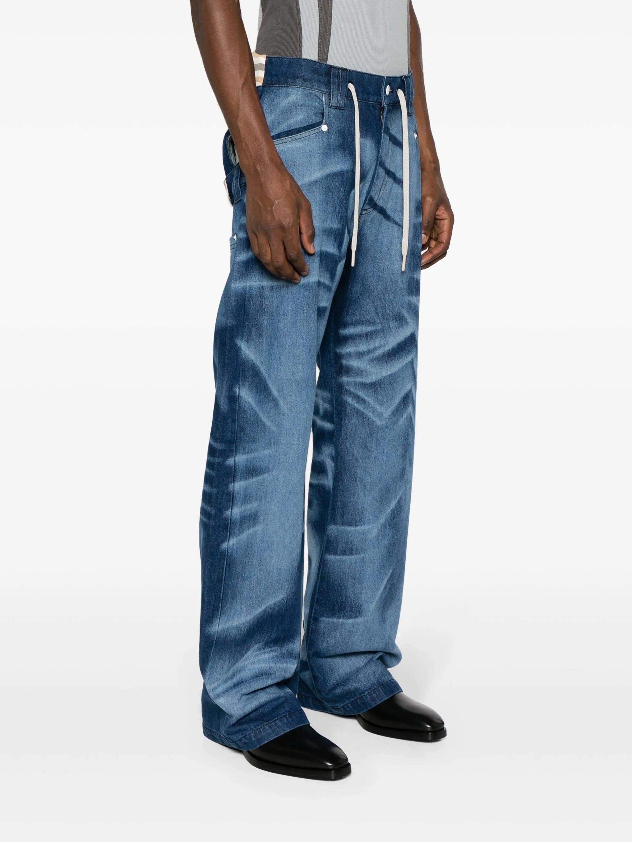 Del Corss acid-wash straight-leg jeans