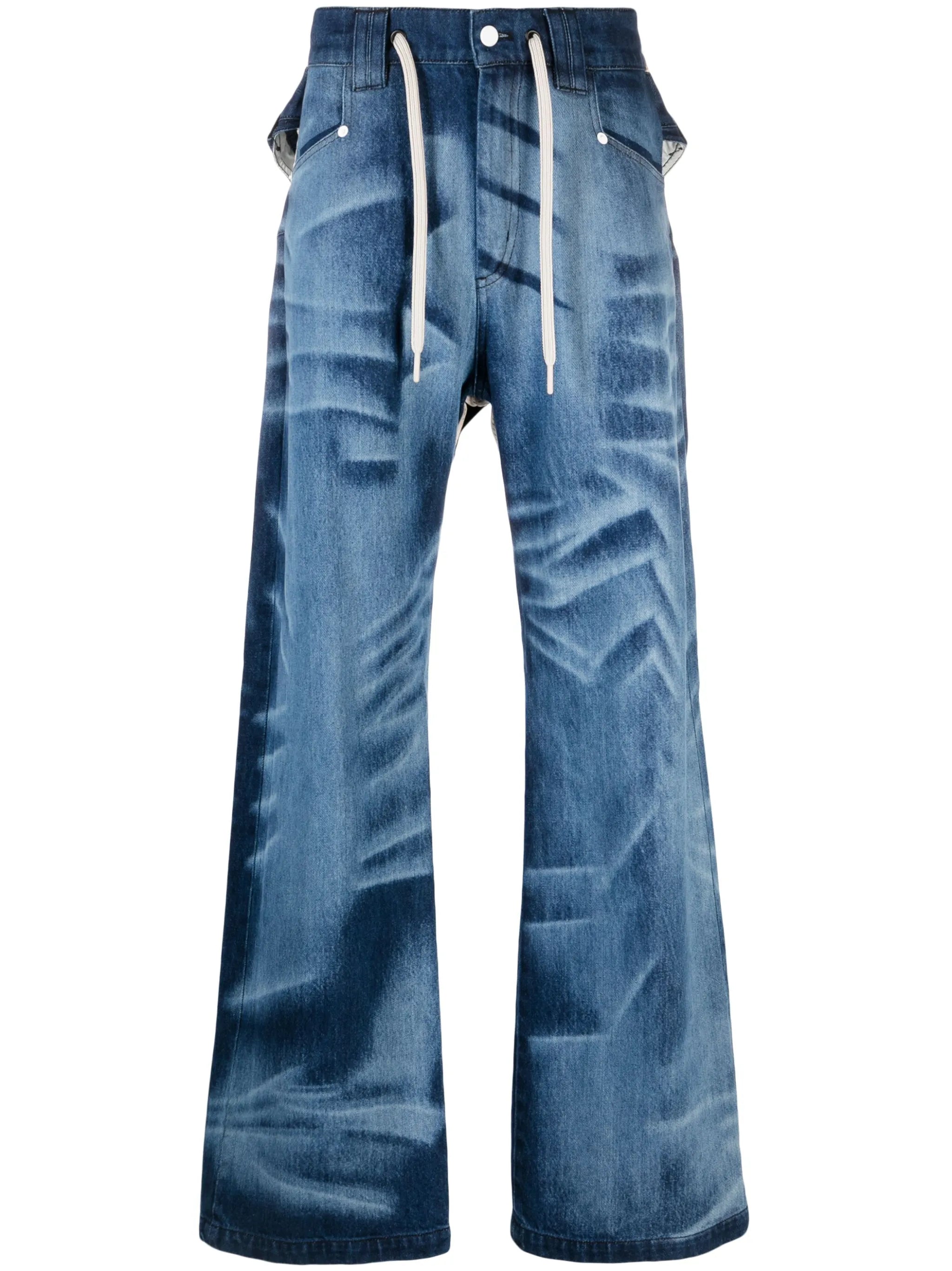 Del Corss acid-wash straight-leg jeans