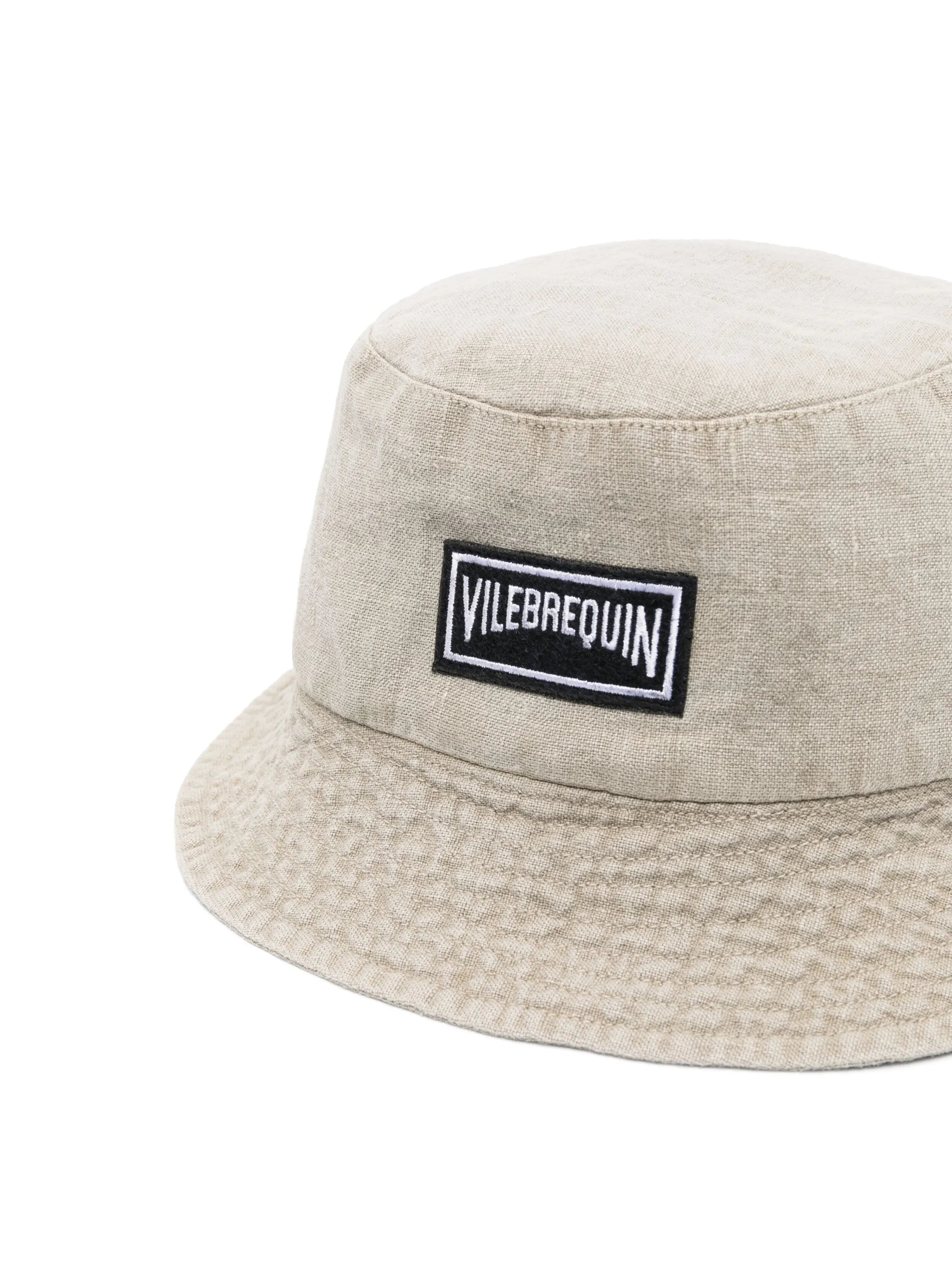 logo-patch linen bucket hat
