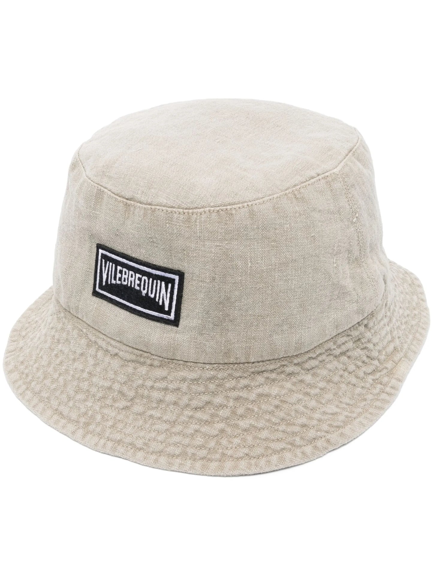 logo-patch linen bucket hat