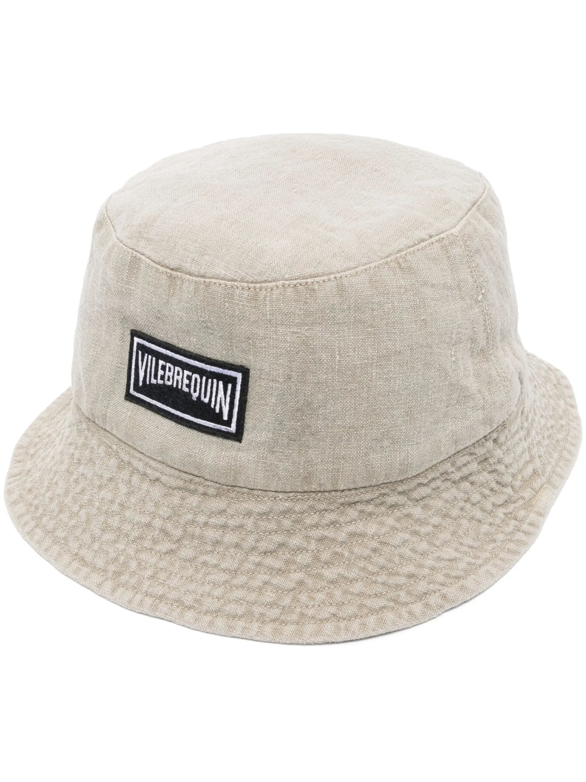 logo-patch linen bucket hat
