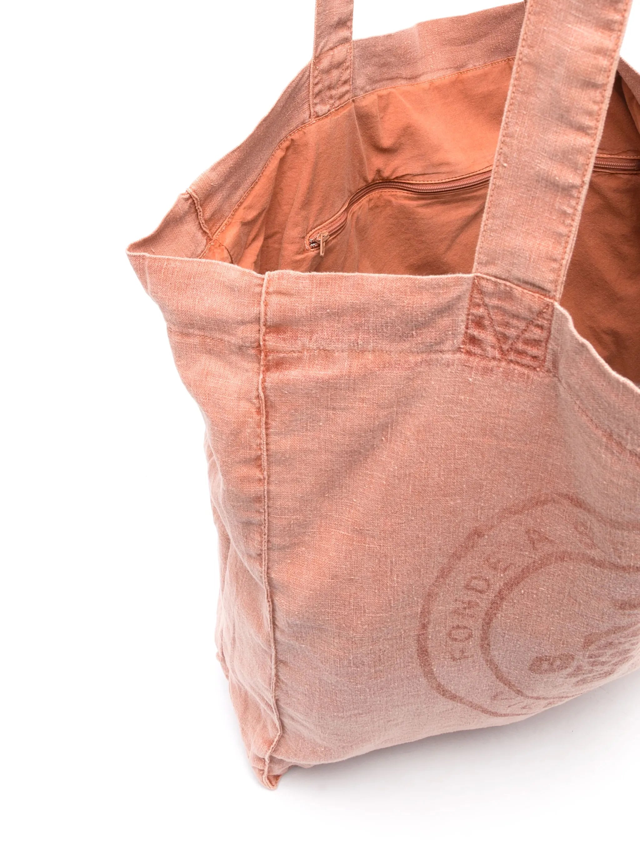 logo-print linen tote bag