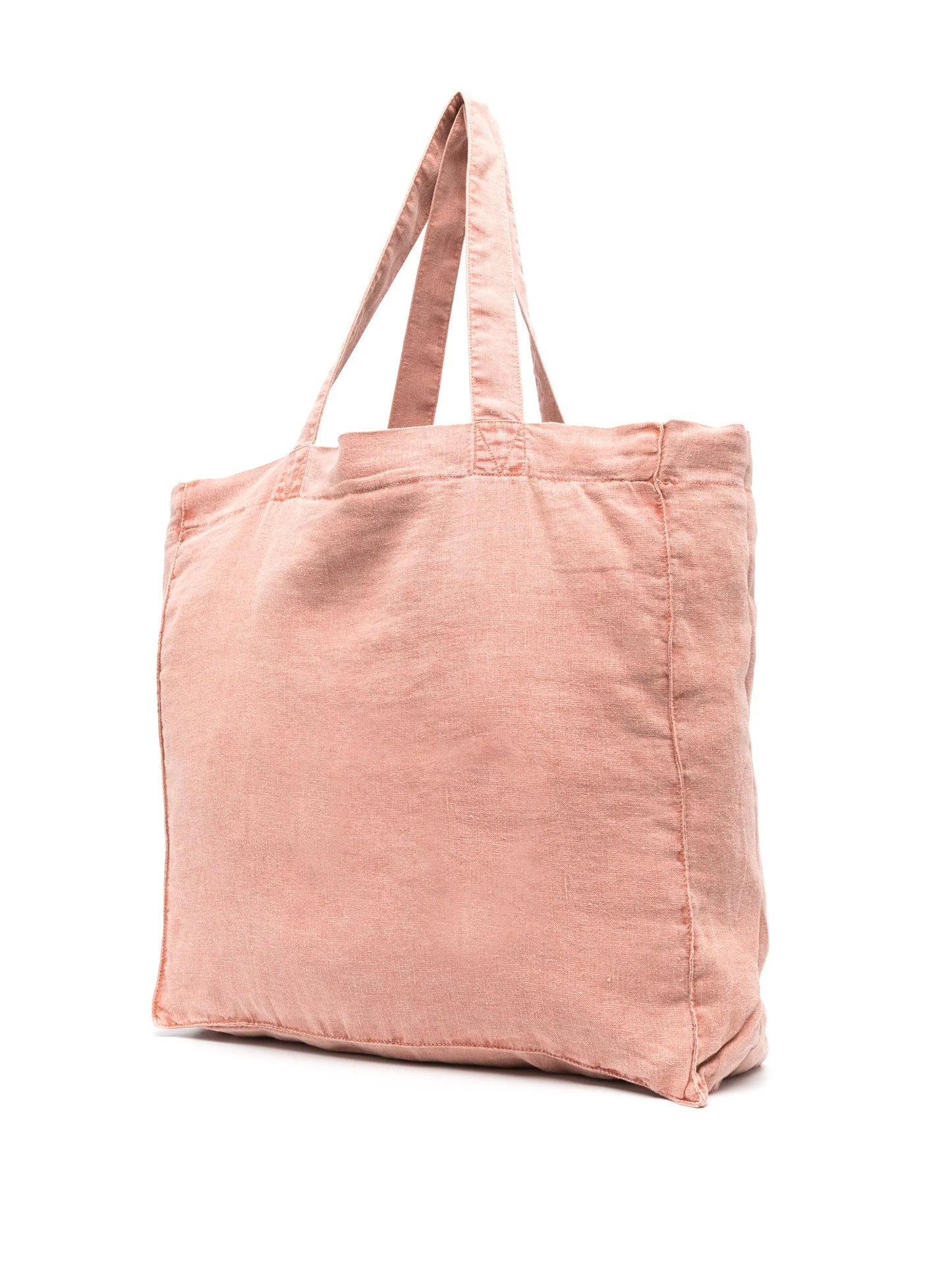 logo-print linen tote bag