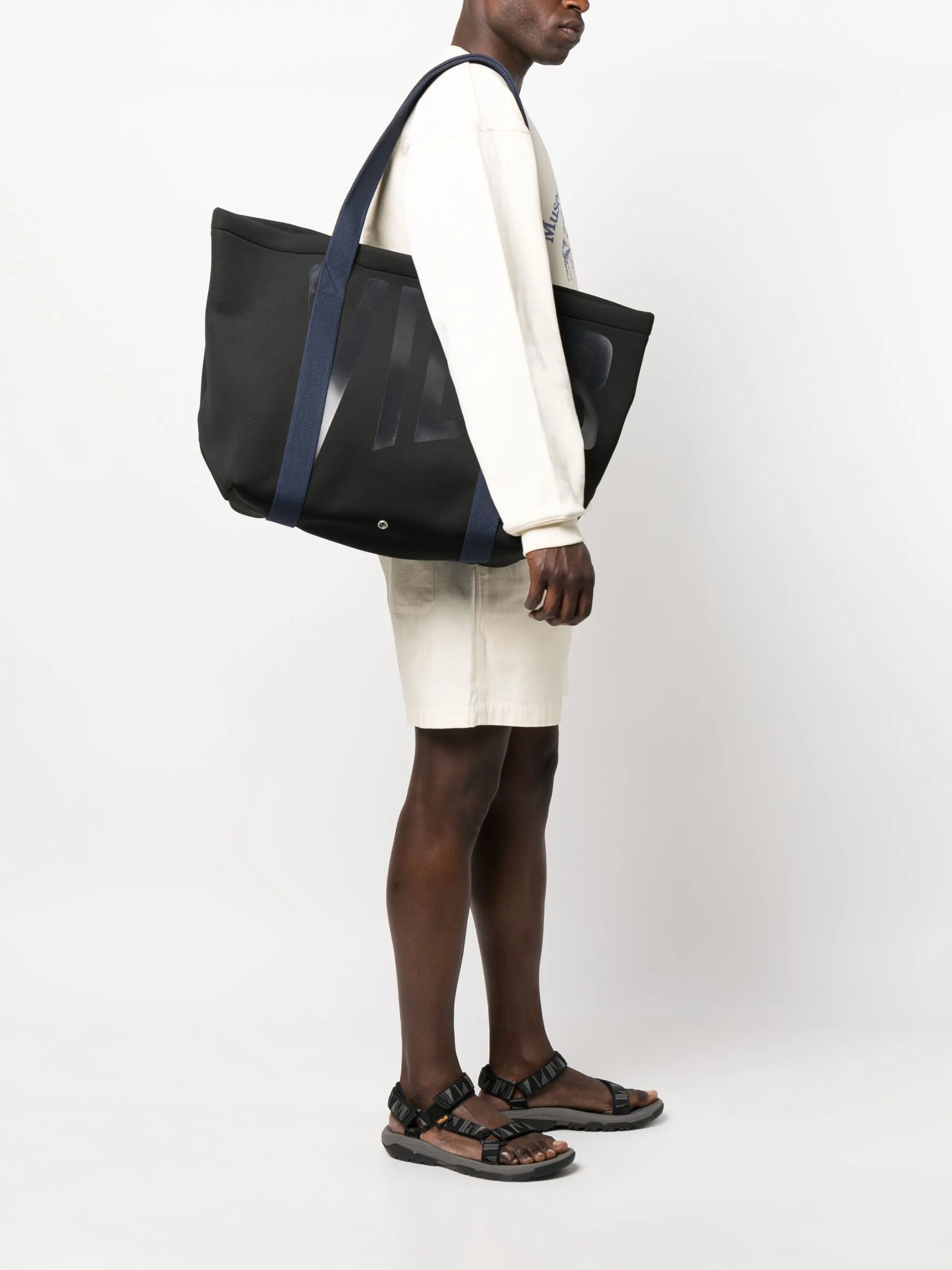 logo-print coated-canvas tote bag