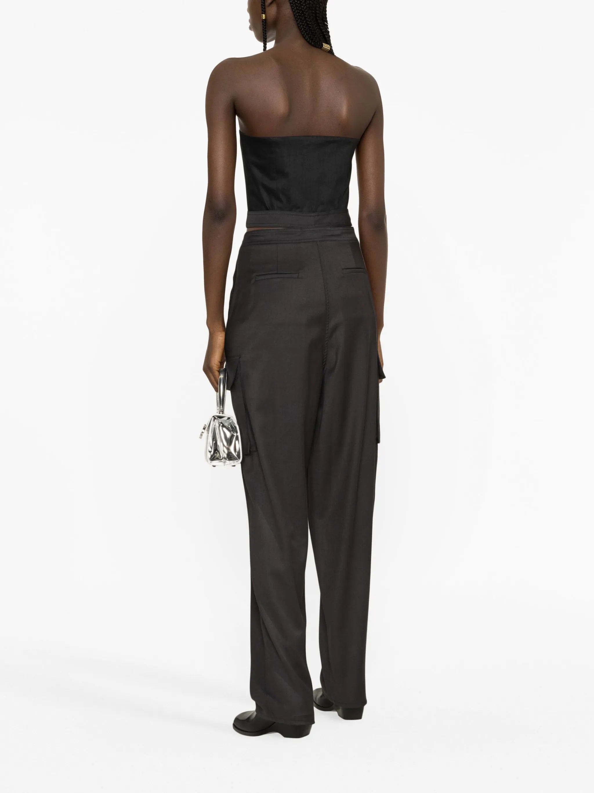 pleated cut-out cargo trousers