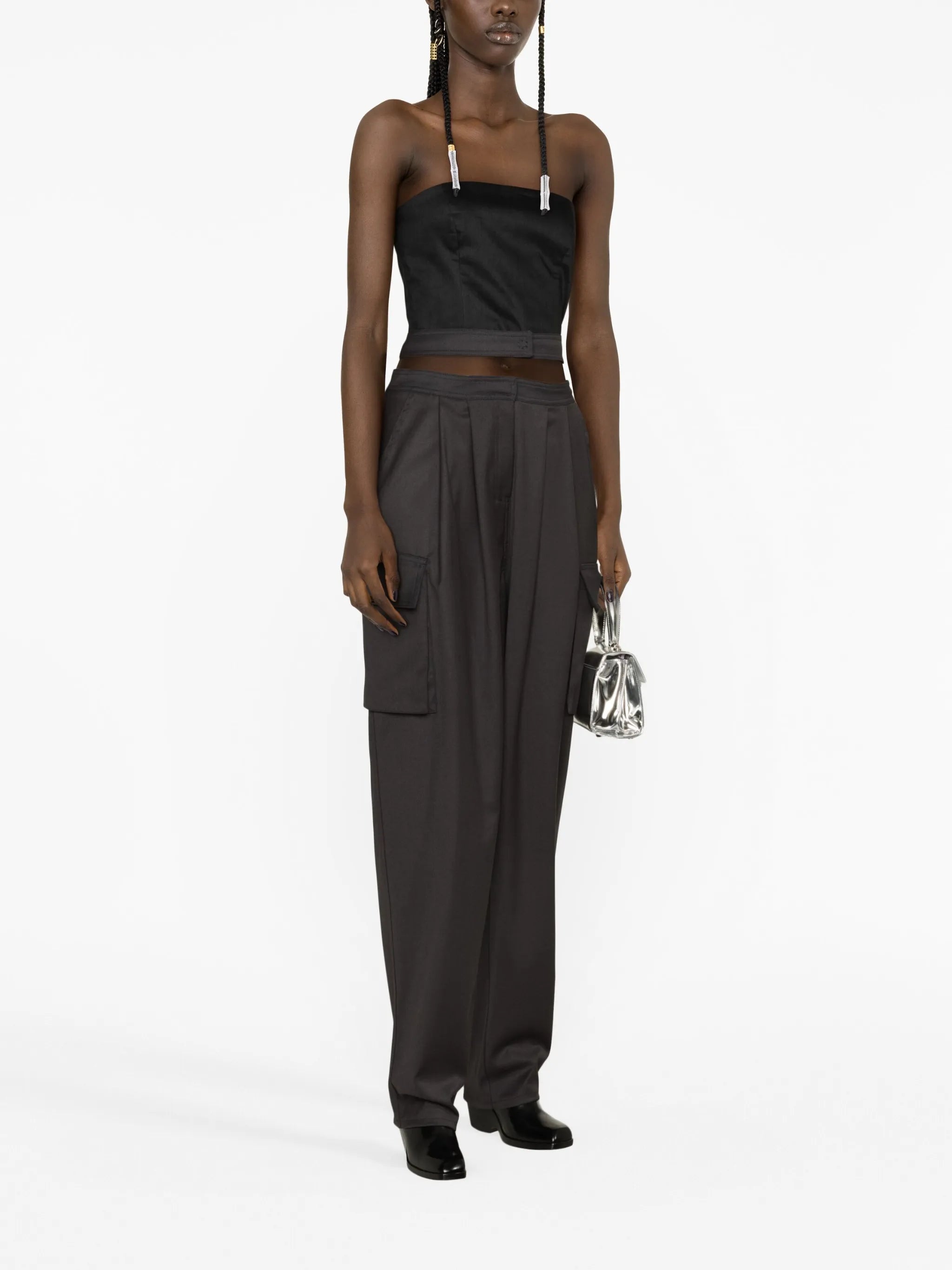pleated cut-out cargo trousers