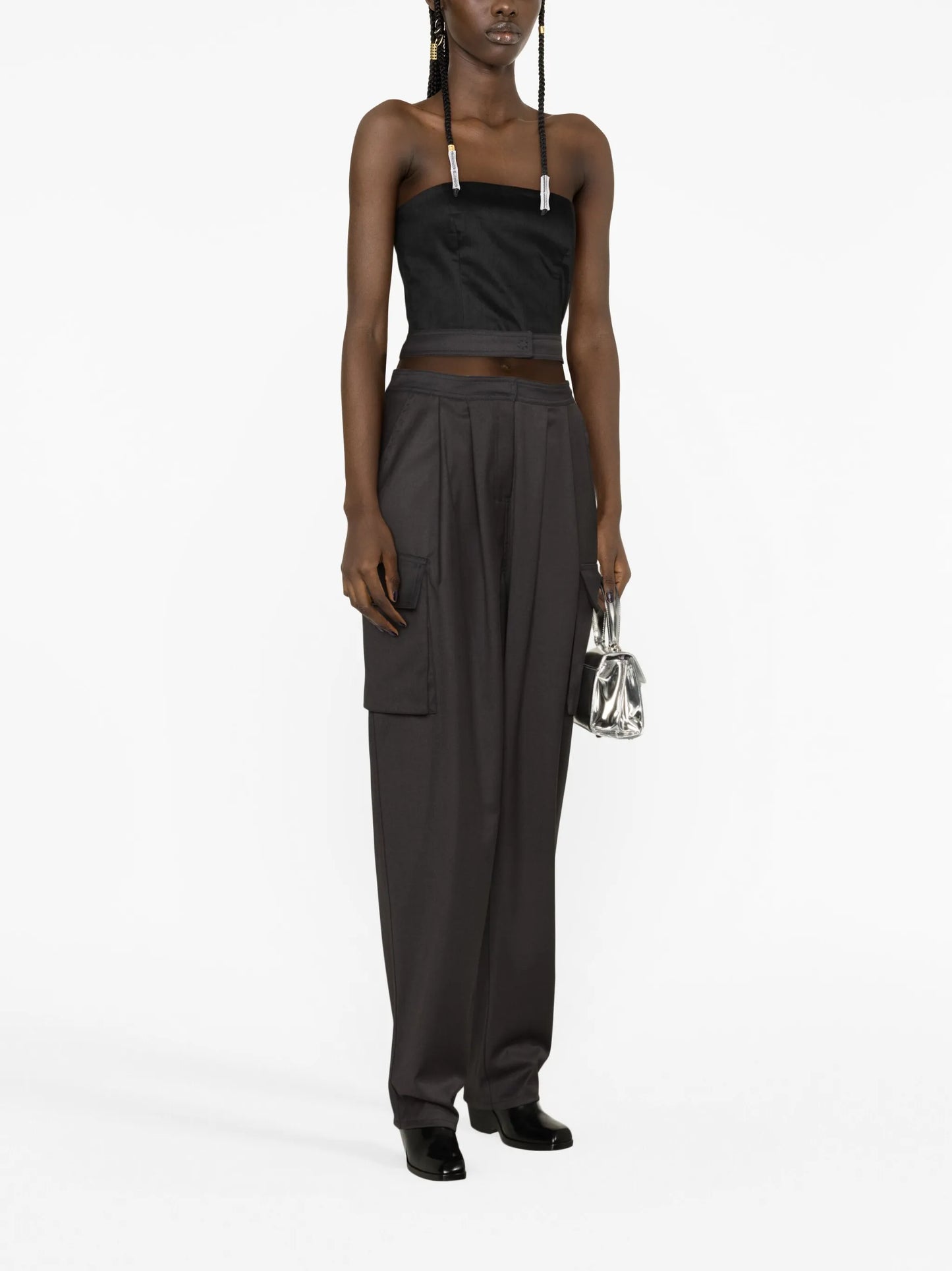 pleated cut-out cargo trousers