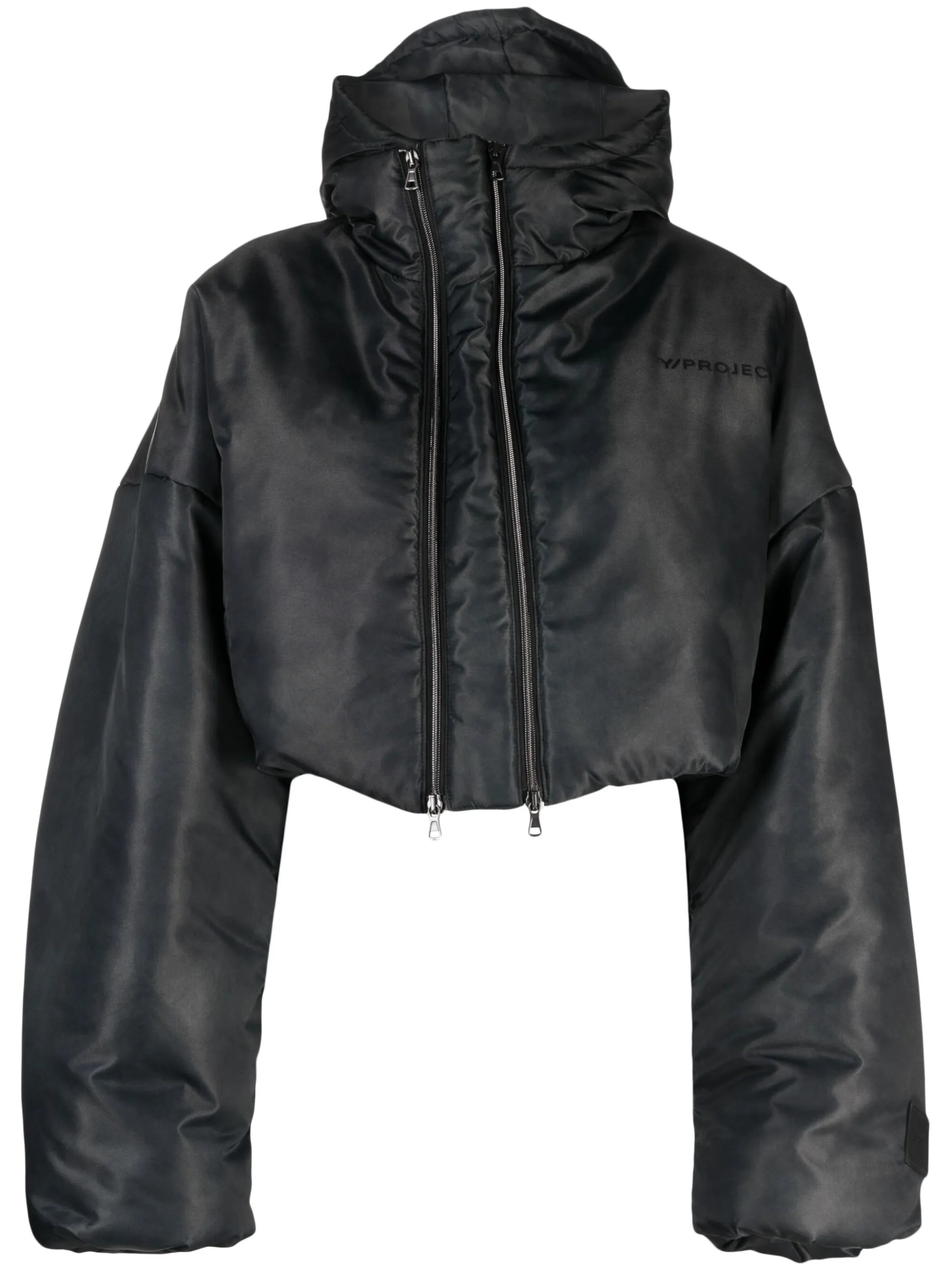 logo-embroidered cropped puffer jacket