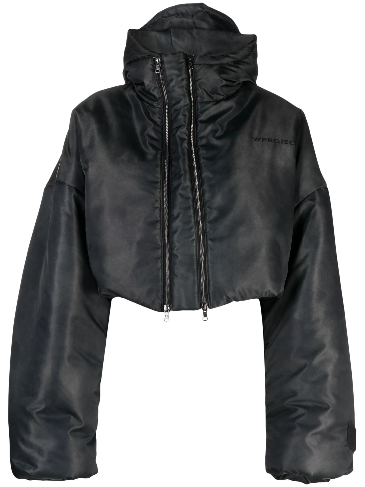 logo-embroidered cropped puffer jacket