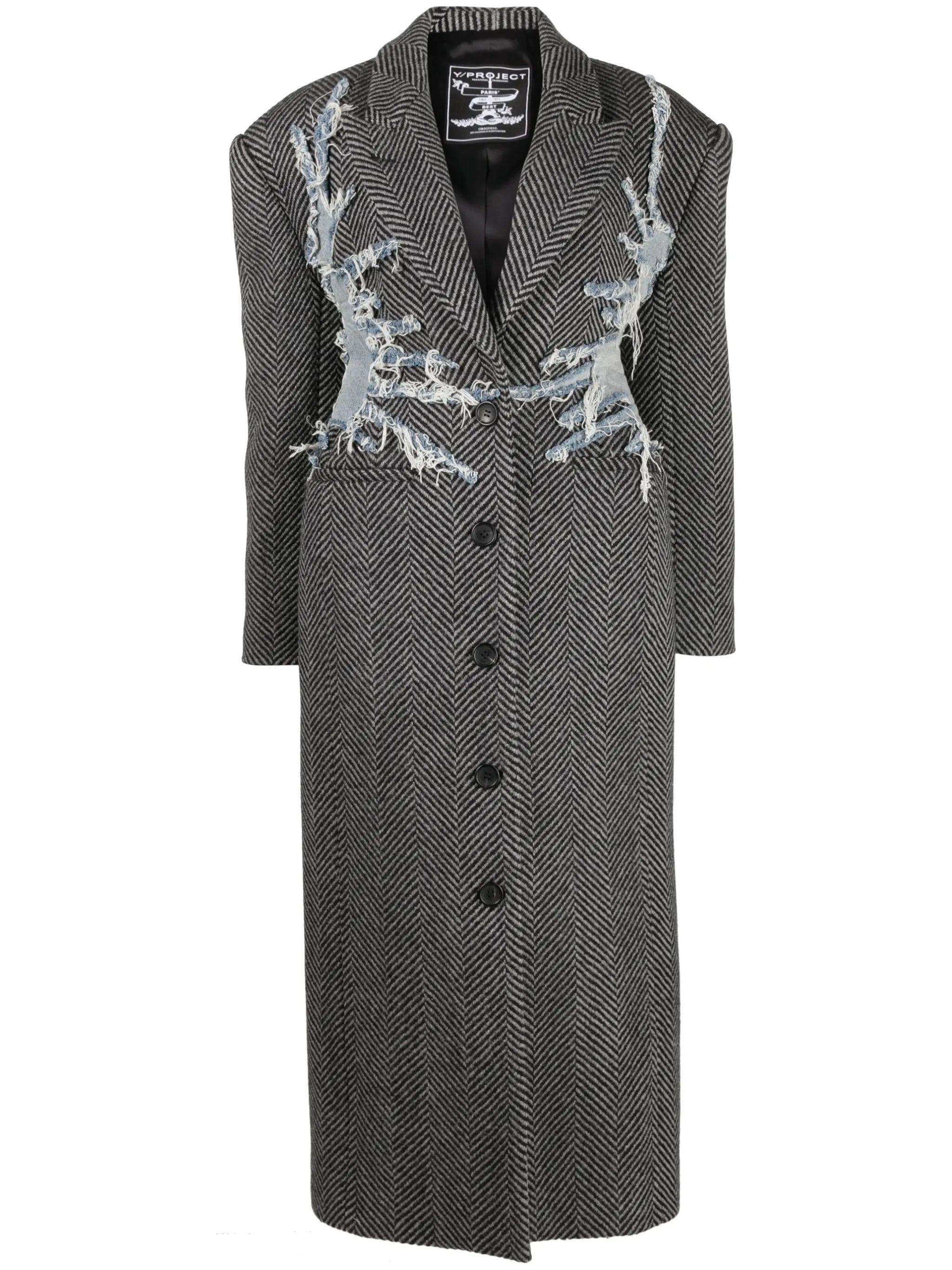 Hourglass Whisker herringbone wool coat