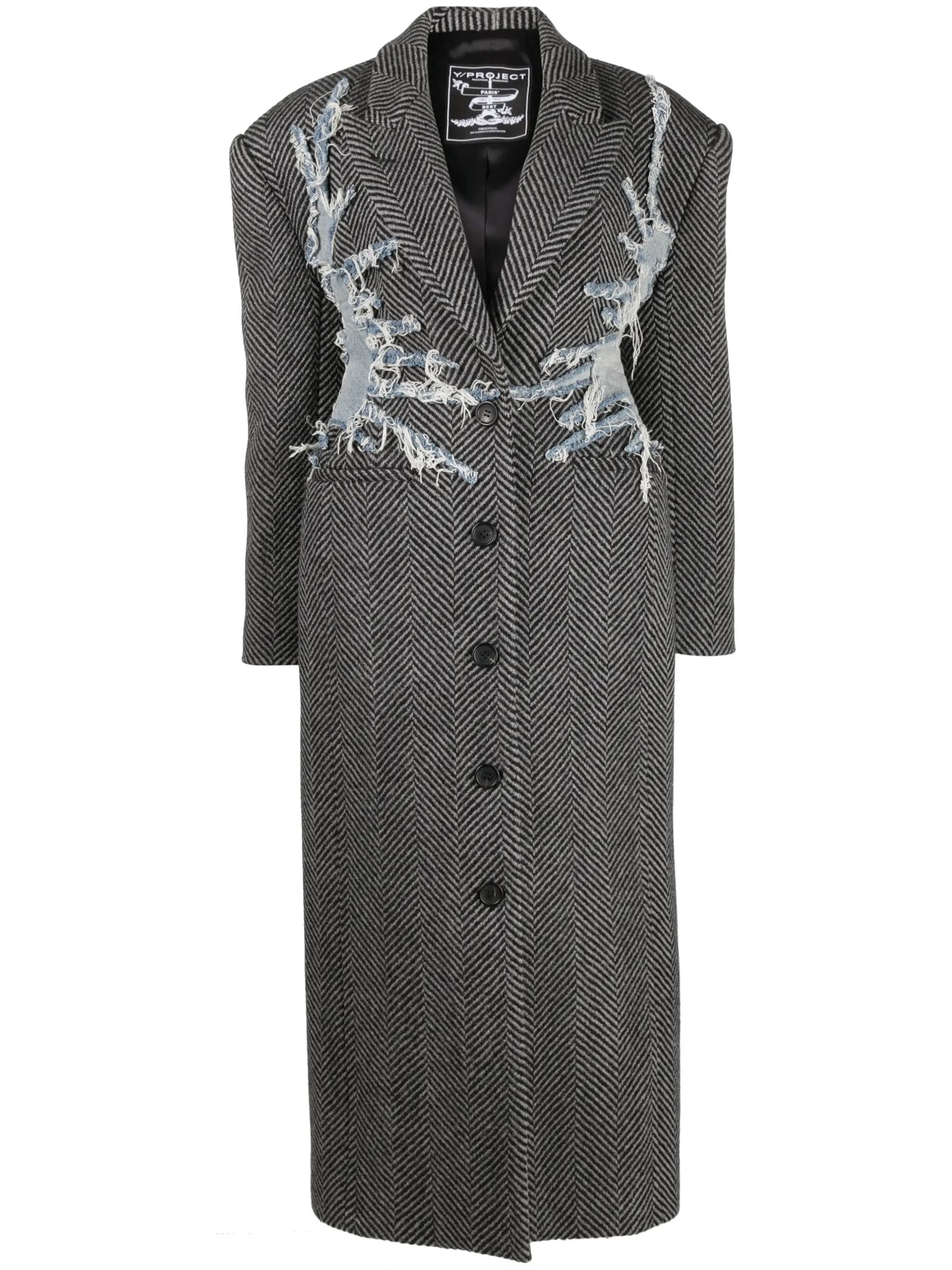 Hourglass Whisker herringbone wool coat