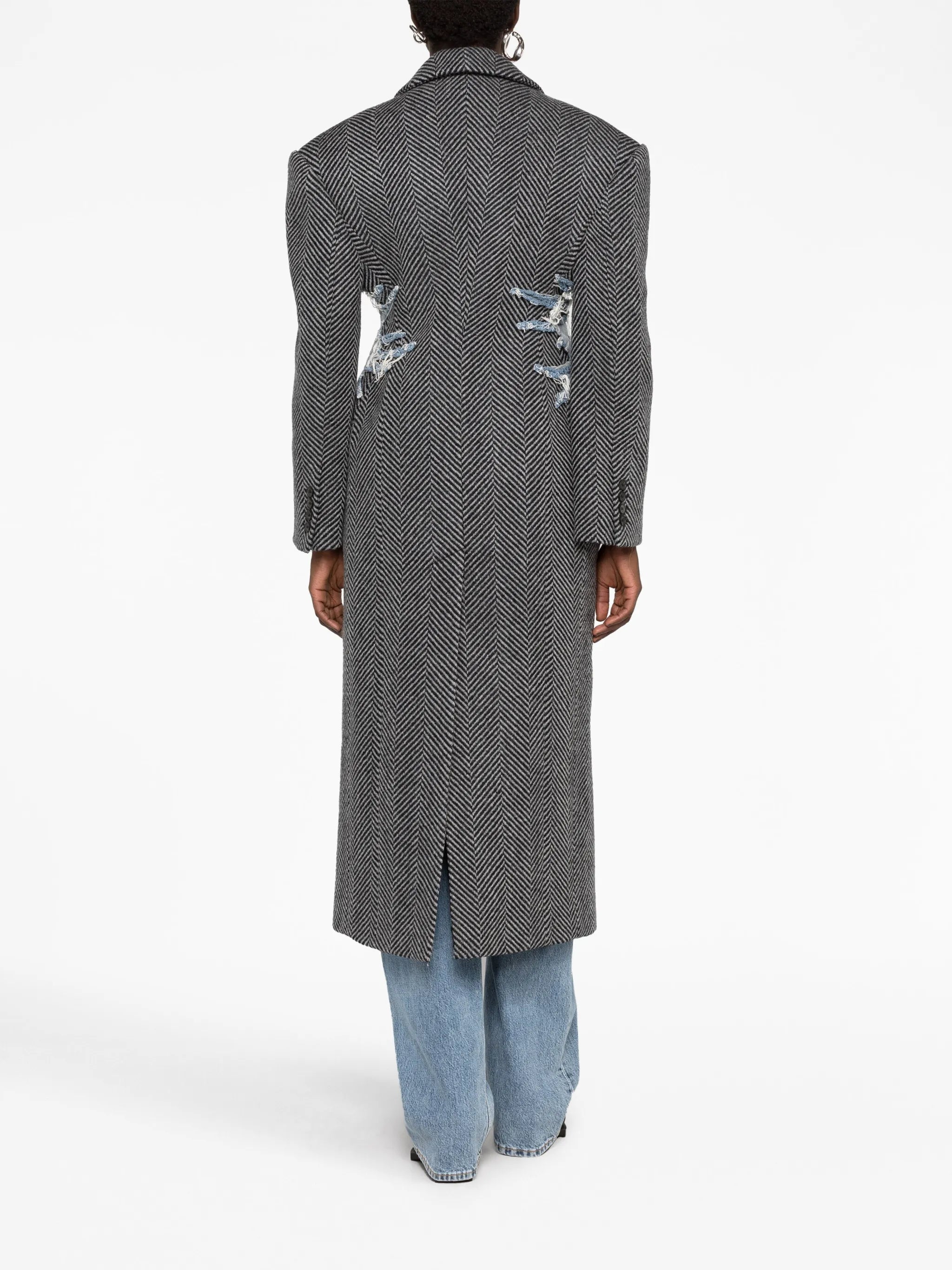 Hourglass Whisker herringbone wool coat