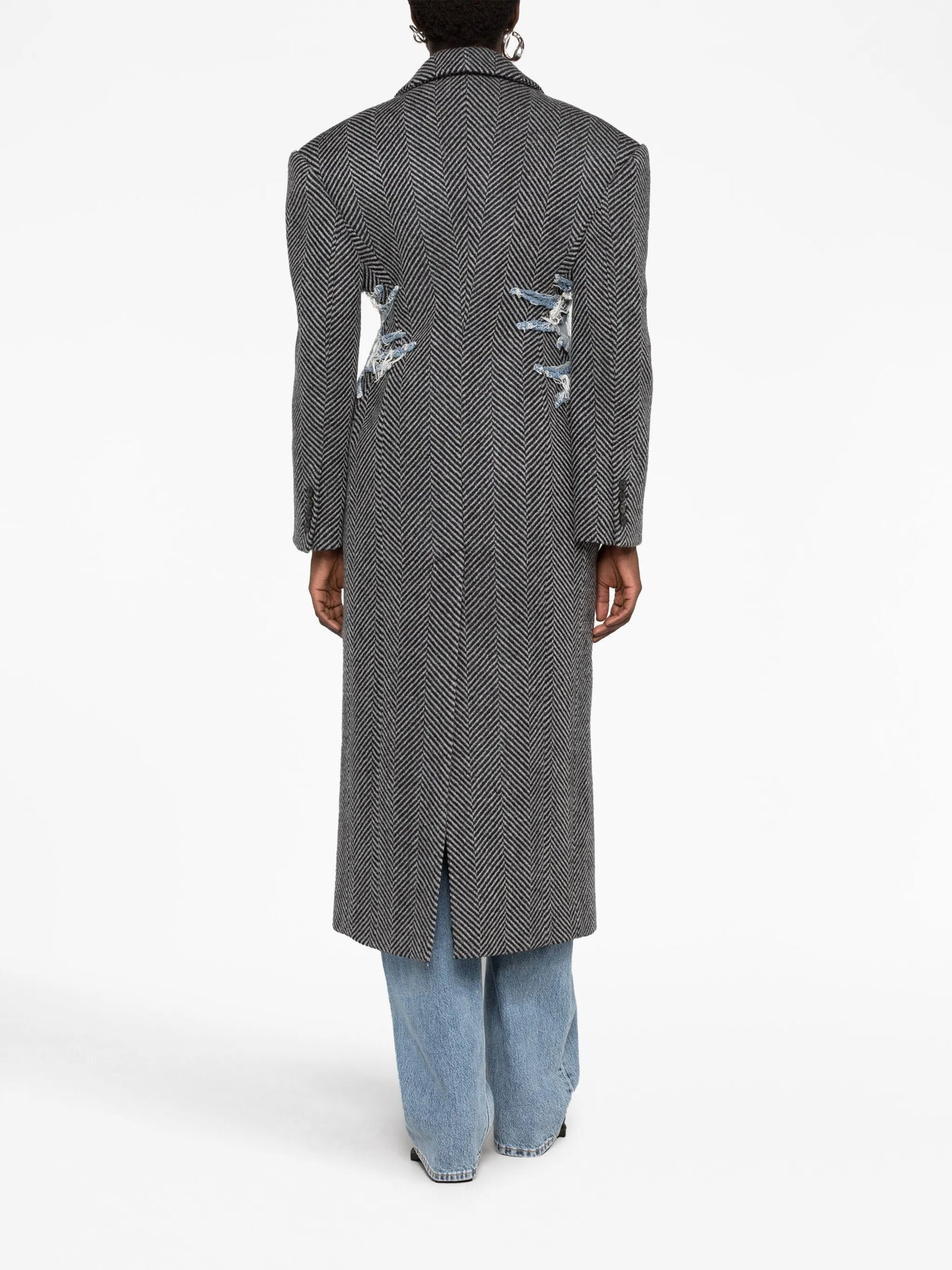 Hourglass Whisker herringbone wool coat