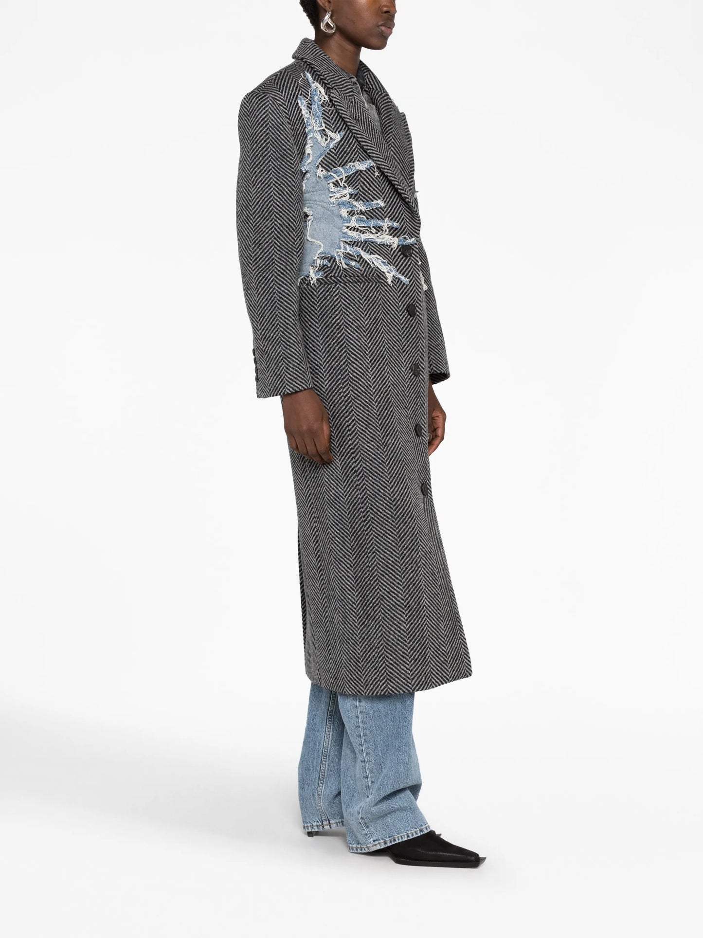 Hourglass Whisker herringbone wool coat