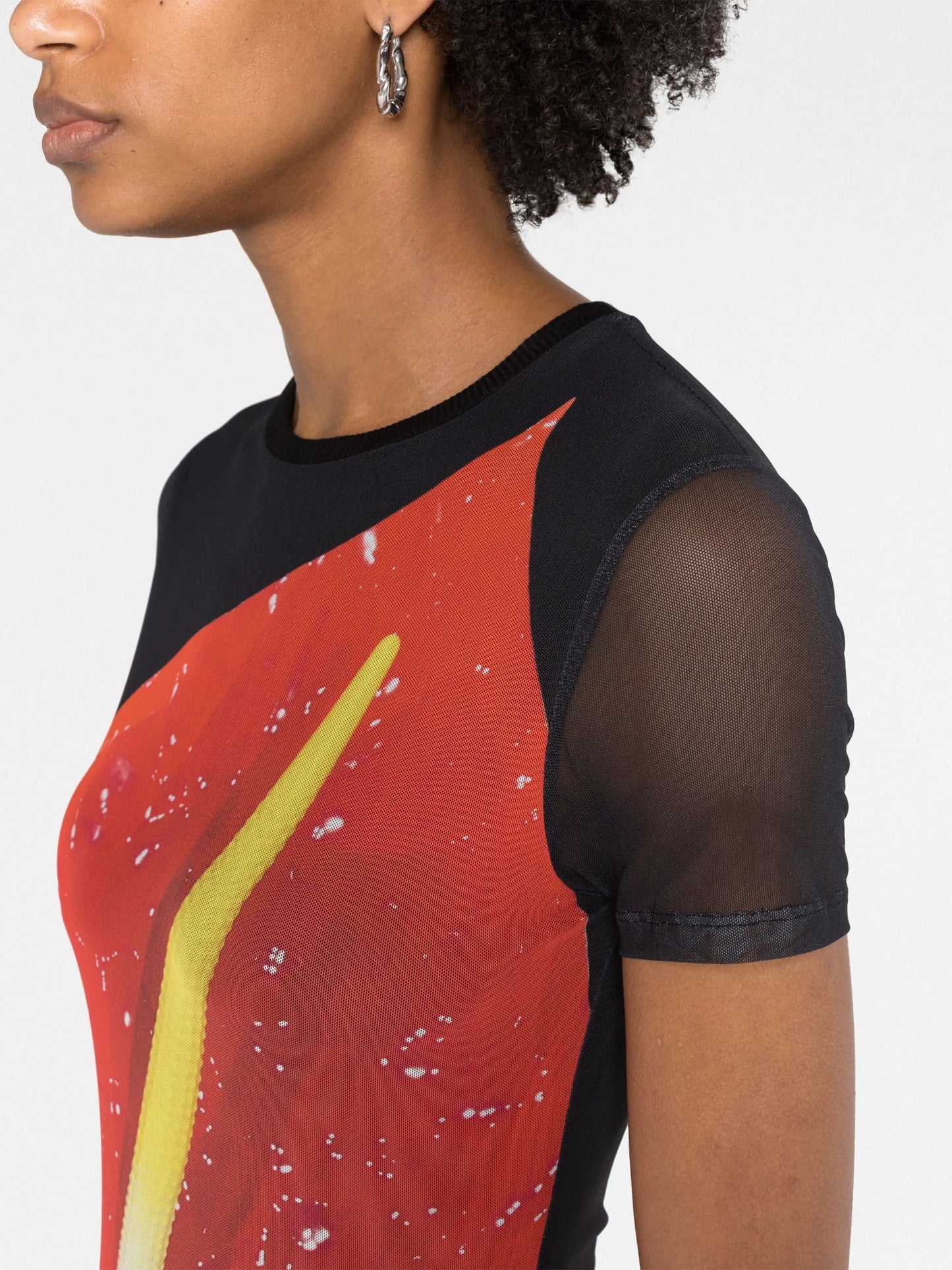 Anthurium-print short-sleeved dress